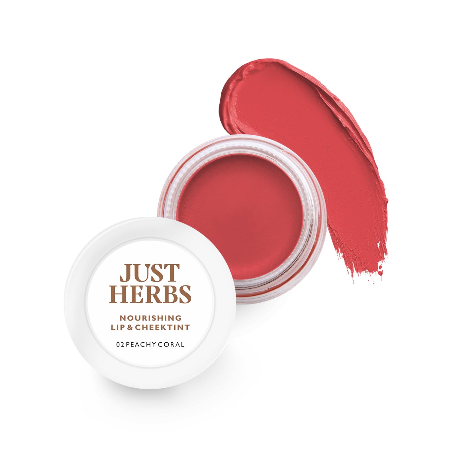 Just Herbs Ayurvedic, Natural Lip & Cheek Tint, Blush For Women  Sls, Chemical & Paraben Free  02 Peachy Coral (Creamy Matte)