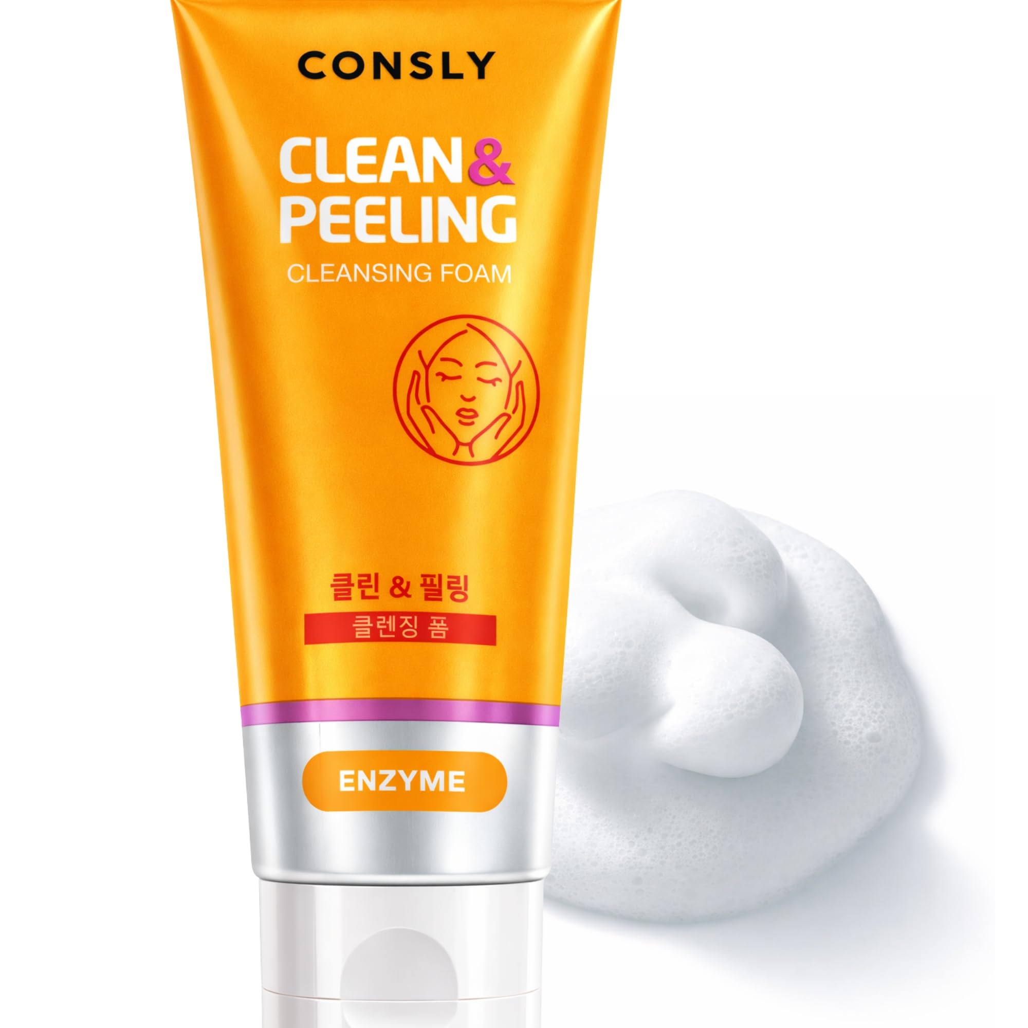 CONSLY Enzyme Cleansing Foam | Korean Foaming Face Wash with Papain | Gentle Exfoliating Cleanser for Pores & Dull Skin | Remove