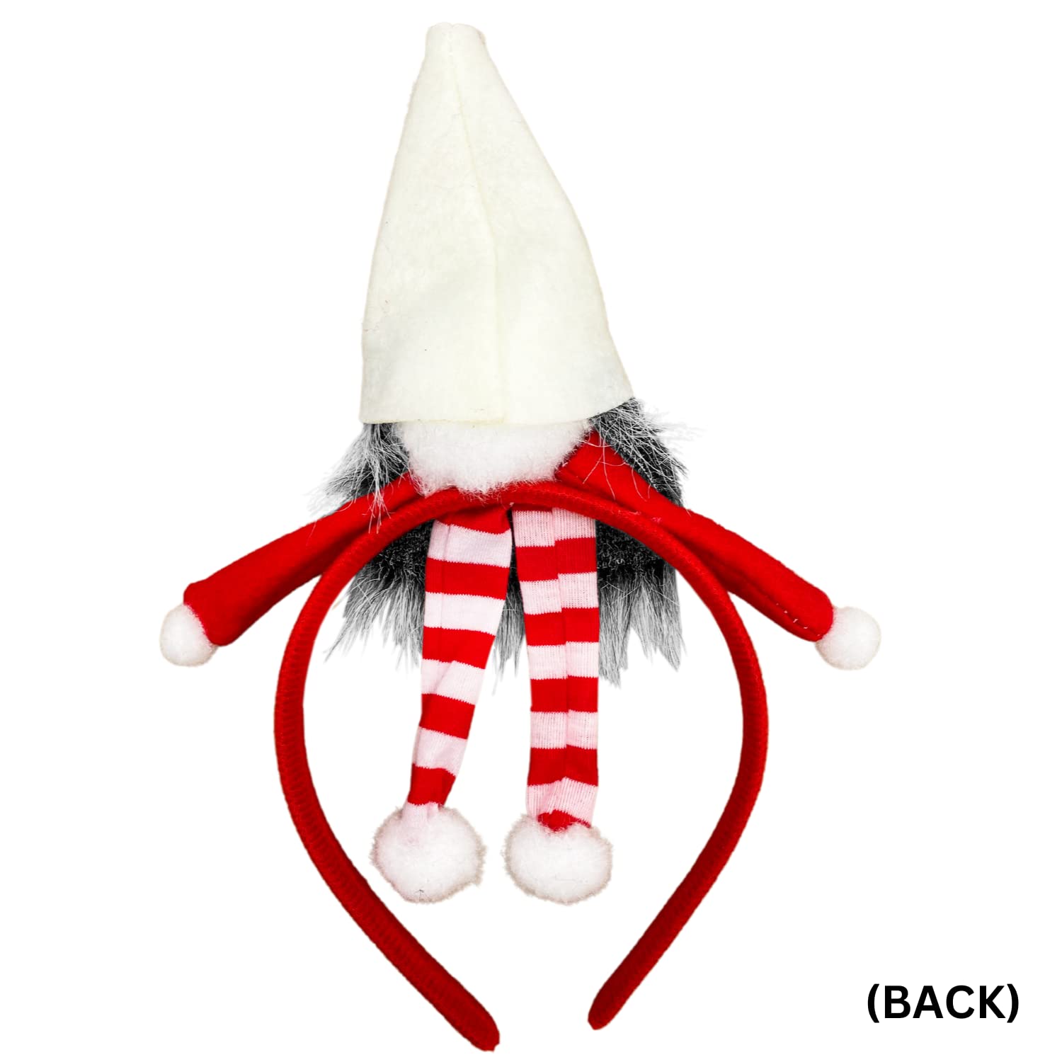 Needzo Christmas Gnome Headband With Hat, Red And White, Festive Holiday Party Accessory, One Size Fits Most (Red Gnome)