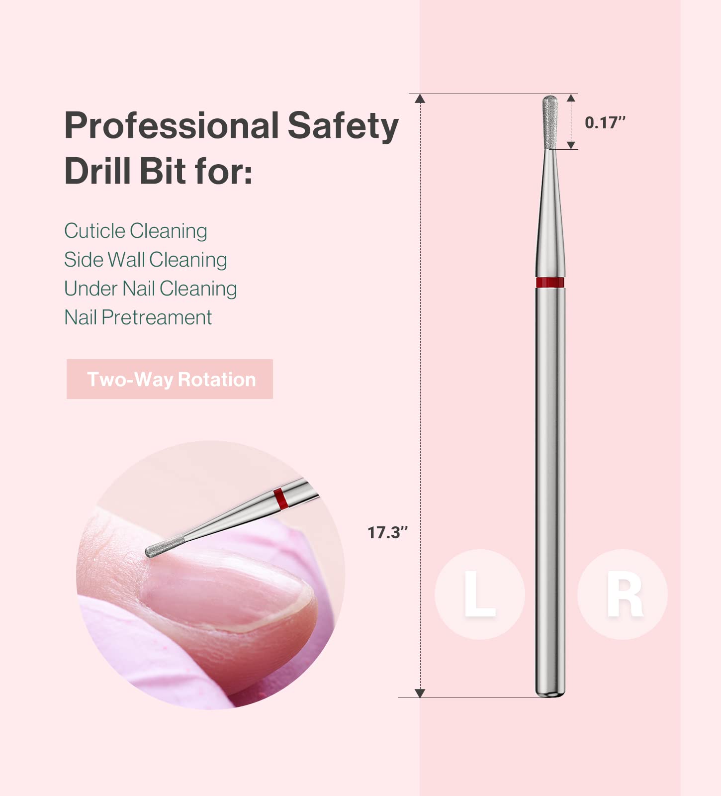 Melodysusie 1.2Mm Pear Shape Cuticle Clean Nail Drill Bit 3/32 ' ', Professional Safety Carbide Diamond Under Nail Cleaner For C