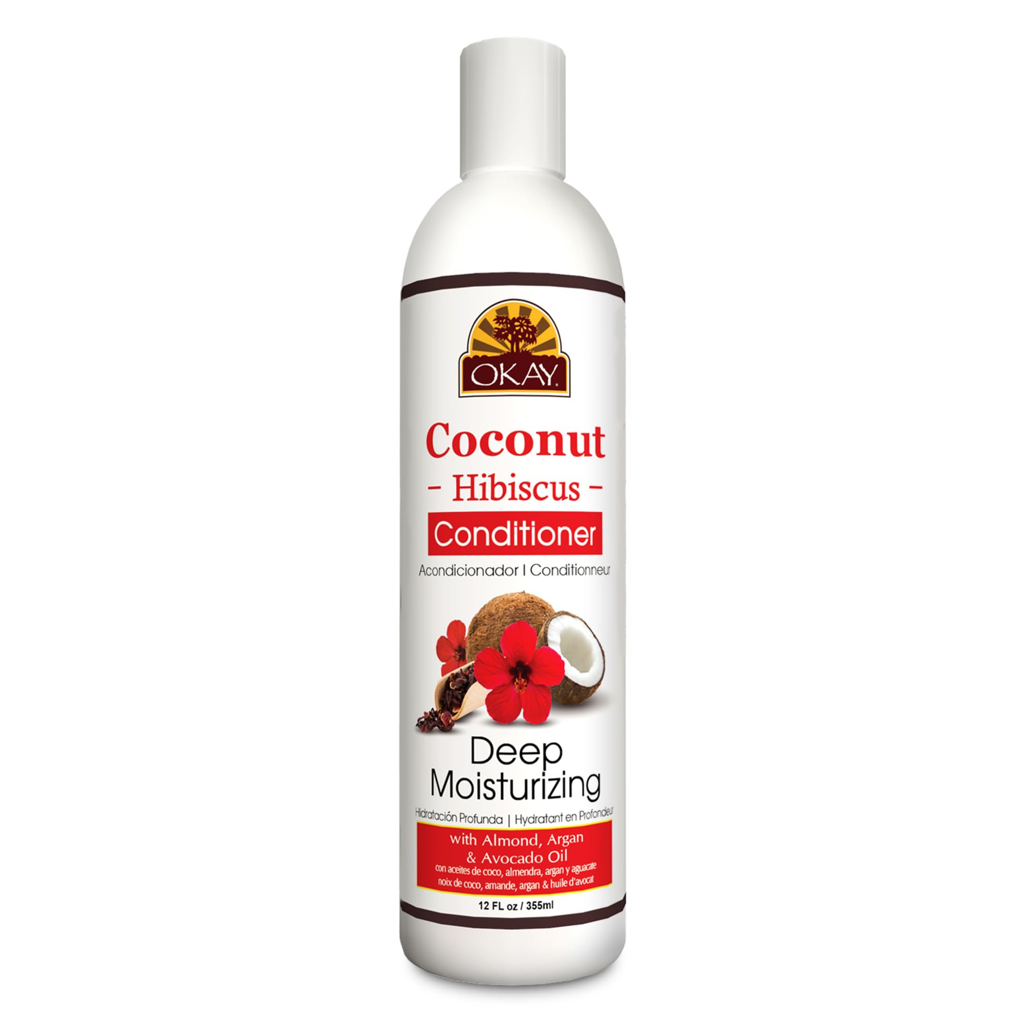 OKAY | Coconut Hibiscus Conditioner | For All Hair Types & Textures | Restore - Hydrate - Strengthen | With Almond, Argan & Avoc