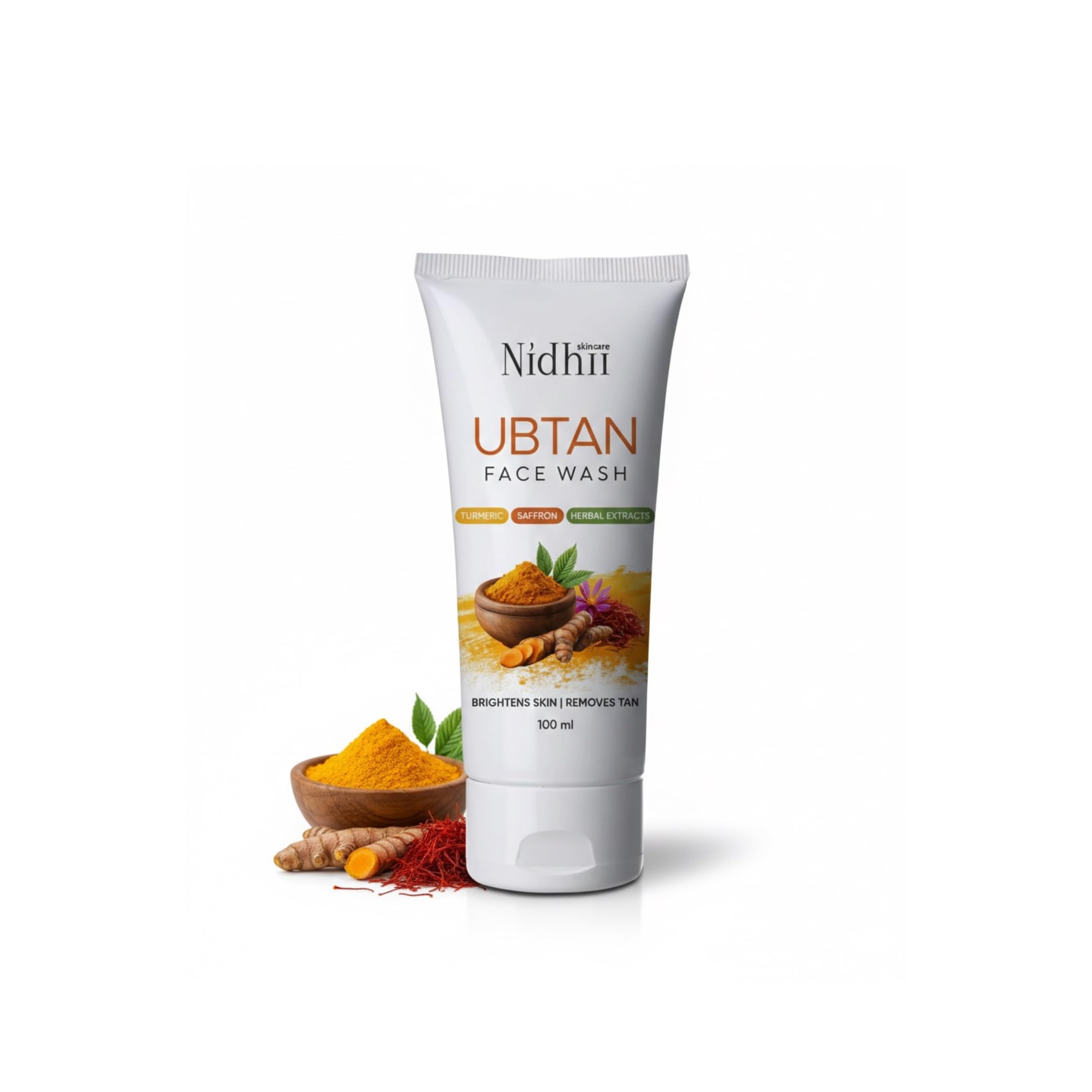 Nidhii Skincare Ayurvedic Ubtan Face Wash For Men & Women | Turmeric, Walnut Extracts & Saffron Glow Formula To Removes Sun Tan 