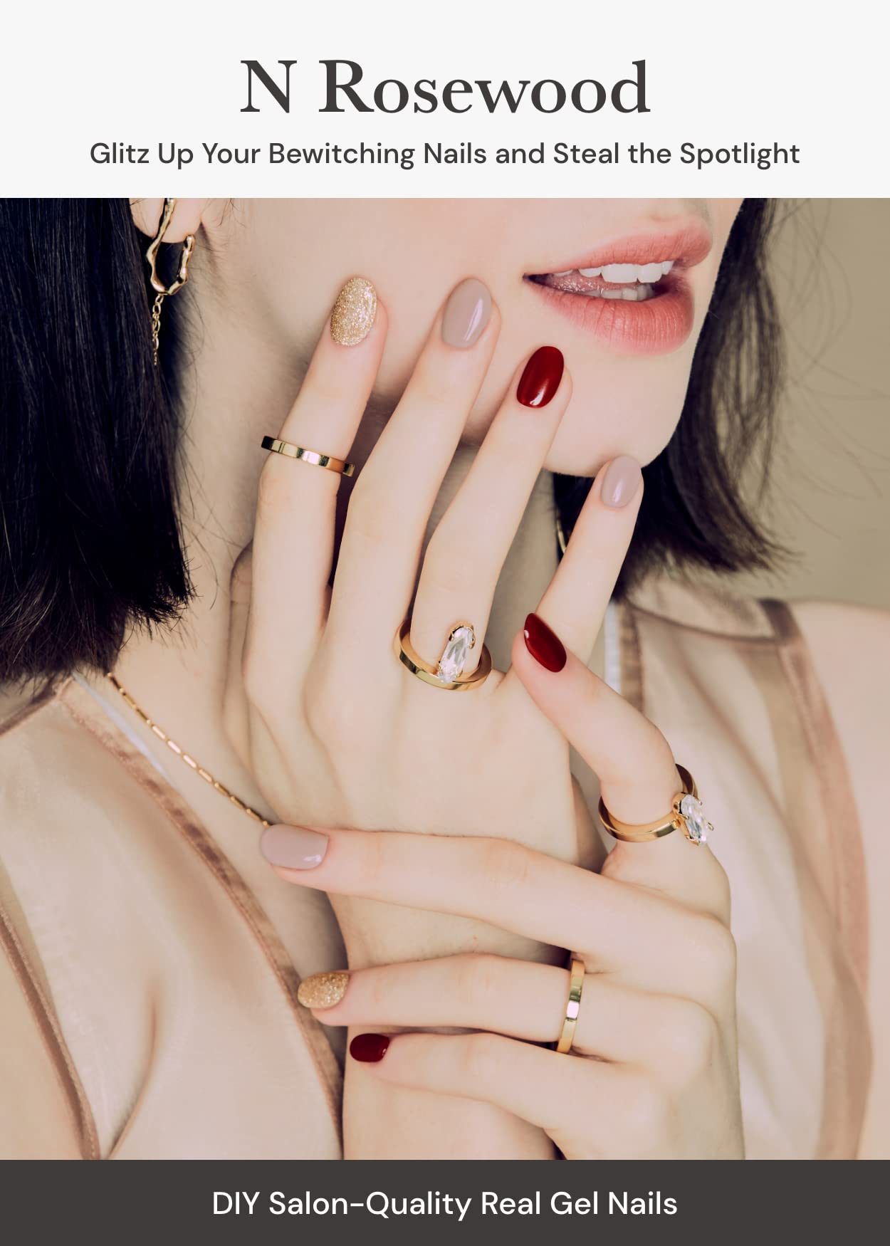 ohora Semi cured gel Nail Strips (N Rosewood) - Works with Any Nail Lamps, Salon-Quality, Long Lasting, Easy to Apply & Remove -
