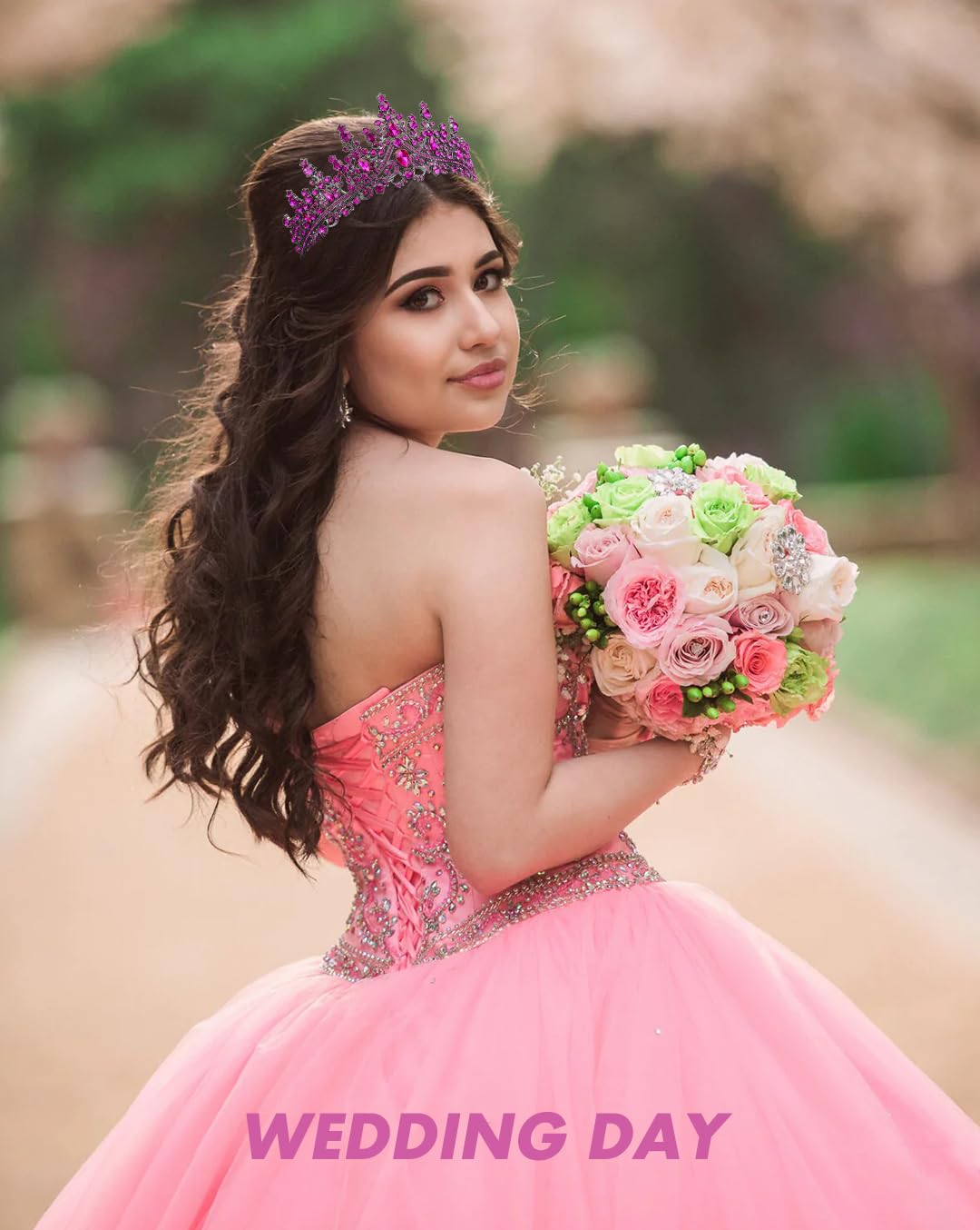 Tobatoba Tiaras For Women, Hot Pink Tiara Crowns For Women, Wedding Tiara For Bride Queen Crown, Royal Princess Quinceanera Head