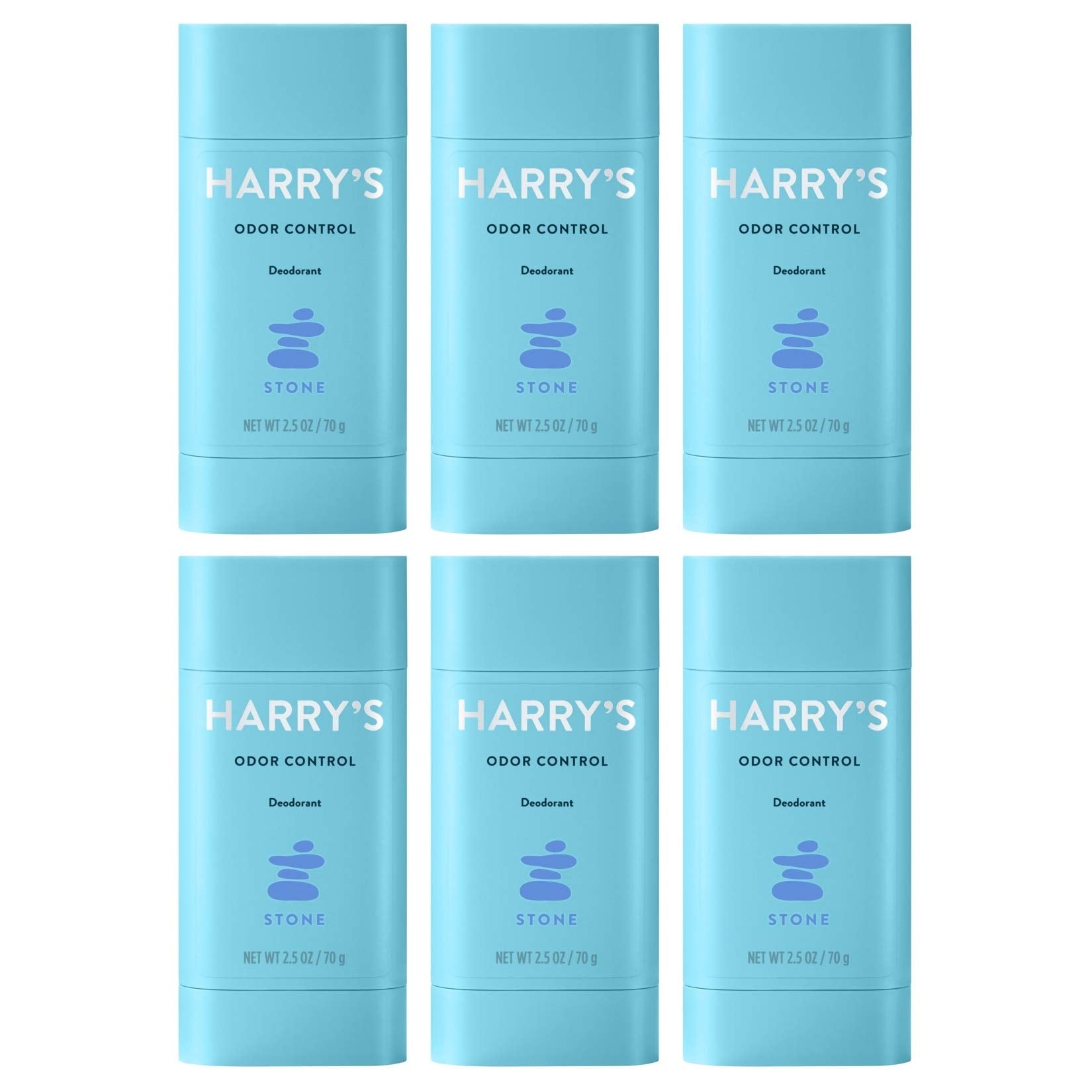 Harry's Men's Deodorant, Odor Control, Aluminum-Free, Stone, 6 Count