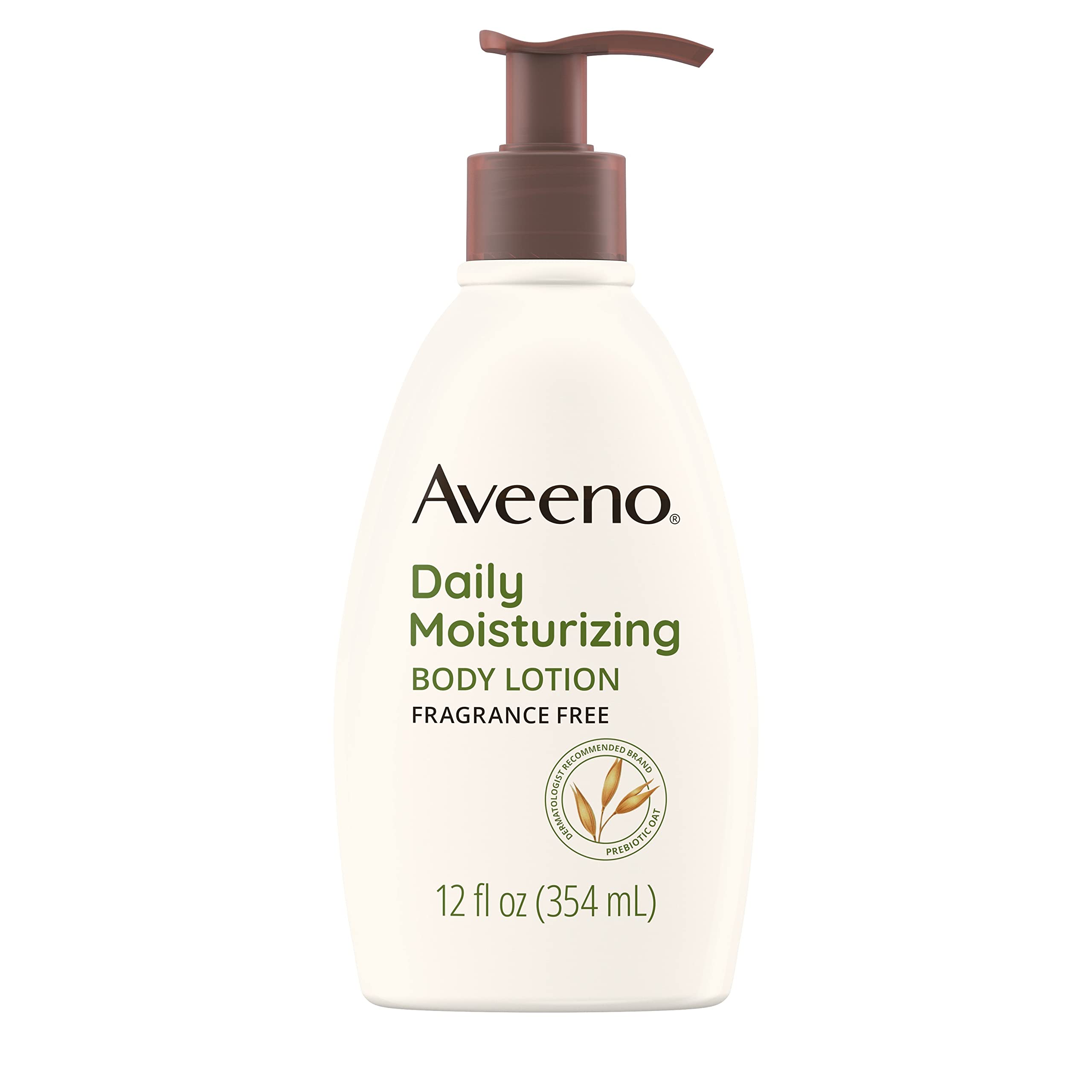 Aveeno Daily Moisturizing Body Lotion with Soothing Oat and Rich Emollients to Nourish Dry Skin, Fragrance-Free, 12 Fl Oz (Pack 