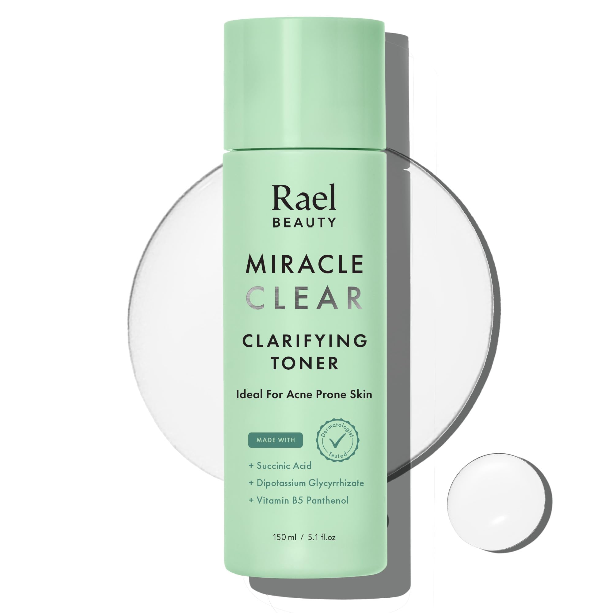 Rael Toner, Miracle Clear Clarifying Toner - Facial Toner For Face, Oily And Acne Prone Skin, Korean Skincare, With Succinic Aci