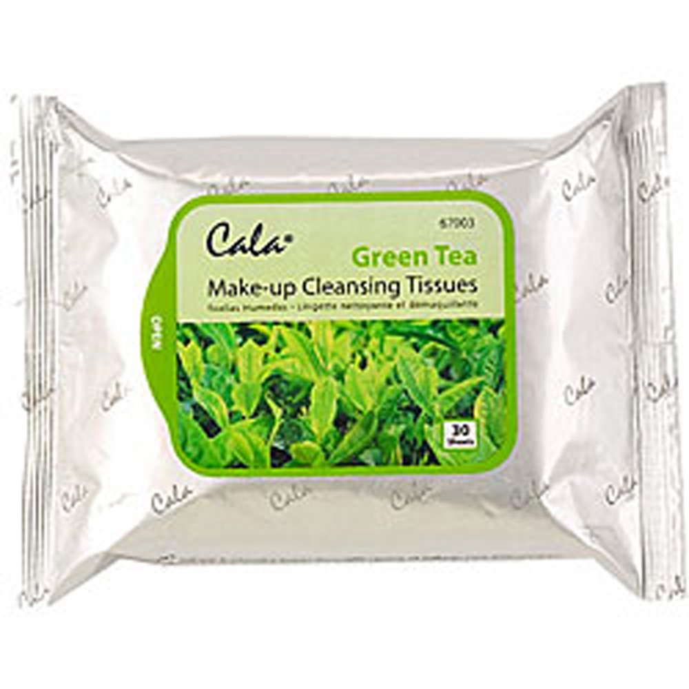 Cala Green tea make-up remover cleansing tissues 30 count, 30 Count