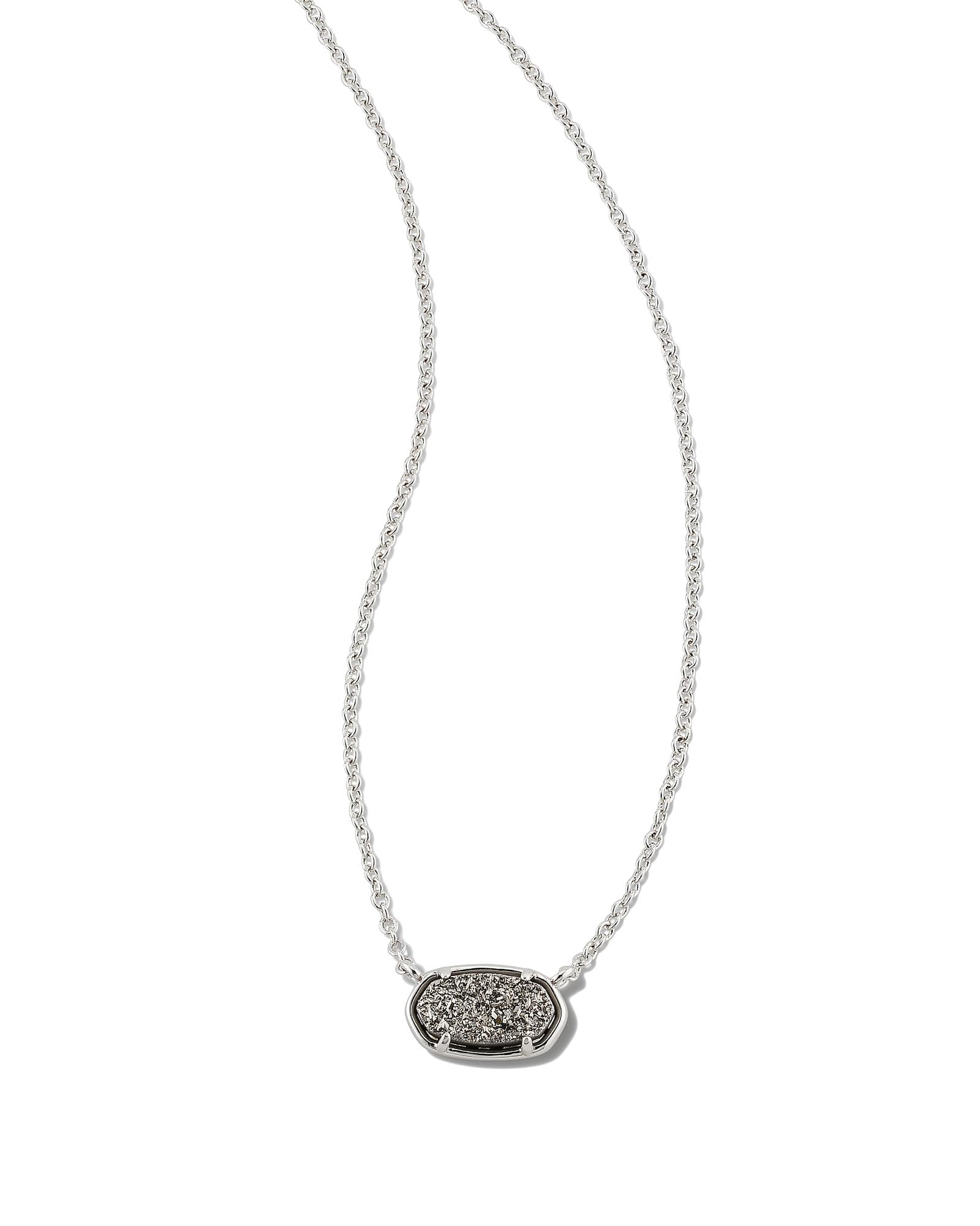 Kendra Scott Grayson Stone Pendant Necklace in Platinum Drusy, Rhodium-Plated Brass, Fashion Jewelry for Women