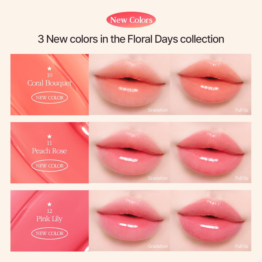 Cosnori Flow Wave Lip Tint - Vegan Glassy Lip Gloss, Lightweight & Long-Lasting, Plant-Derived Oil Moisturizer, K-Beauty (02 Pin