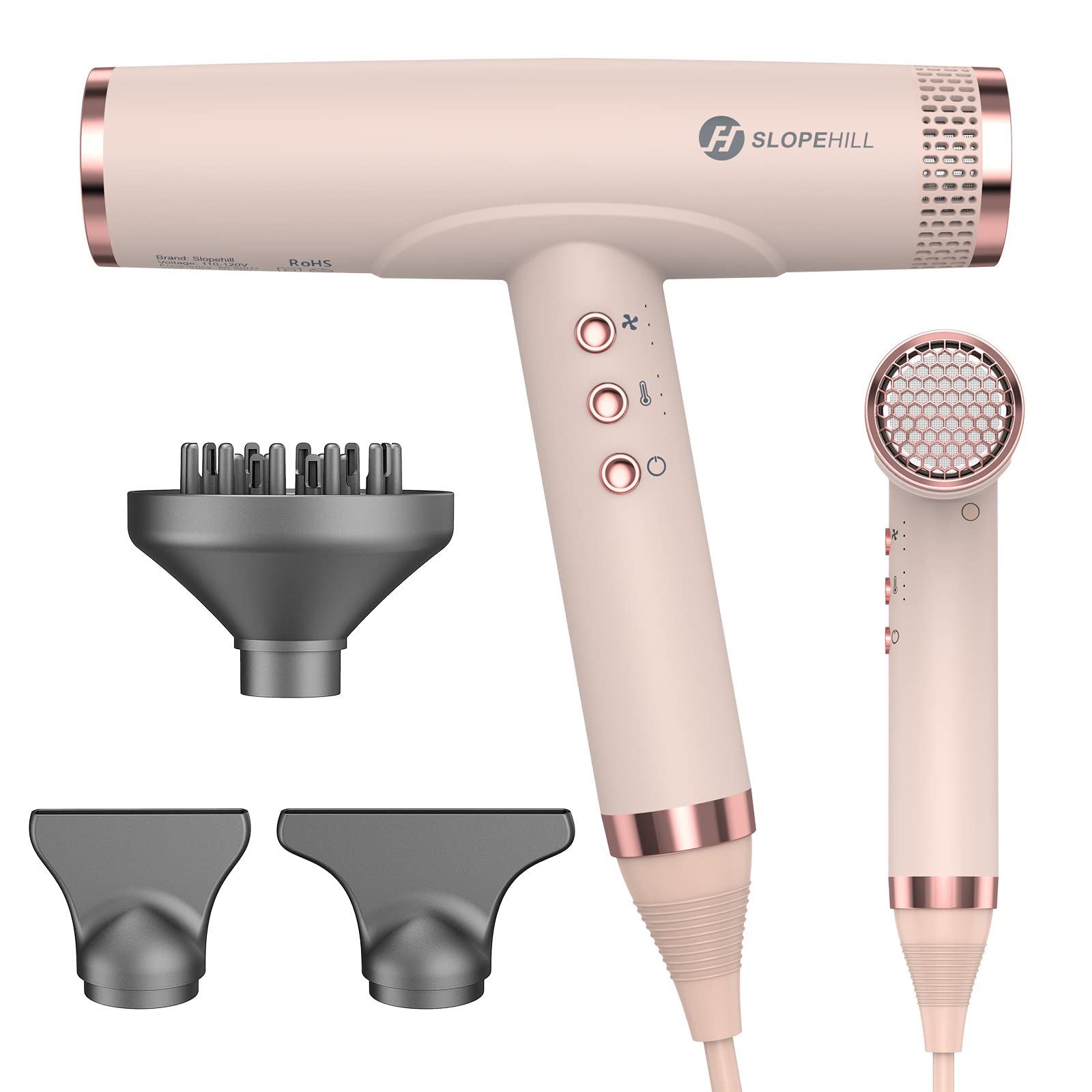 Slopehill Professional Ionic Hair Dryer, High-Speed Blow Dryer With Brushless Motor For Salon Use, Lightweight Compact Hairdryer
