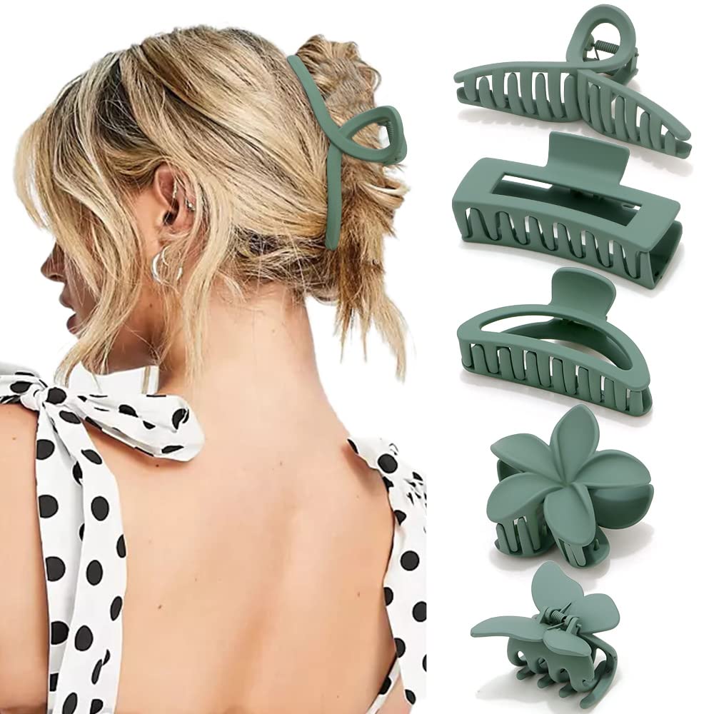 Ahoney 5 Pack Large Claw Hair Clips: Thick Hair Butterfly Flower Banana Clamps, Strong Hold Non-Slip Hair Accessories For Women