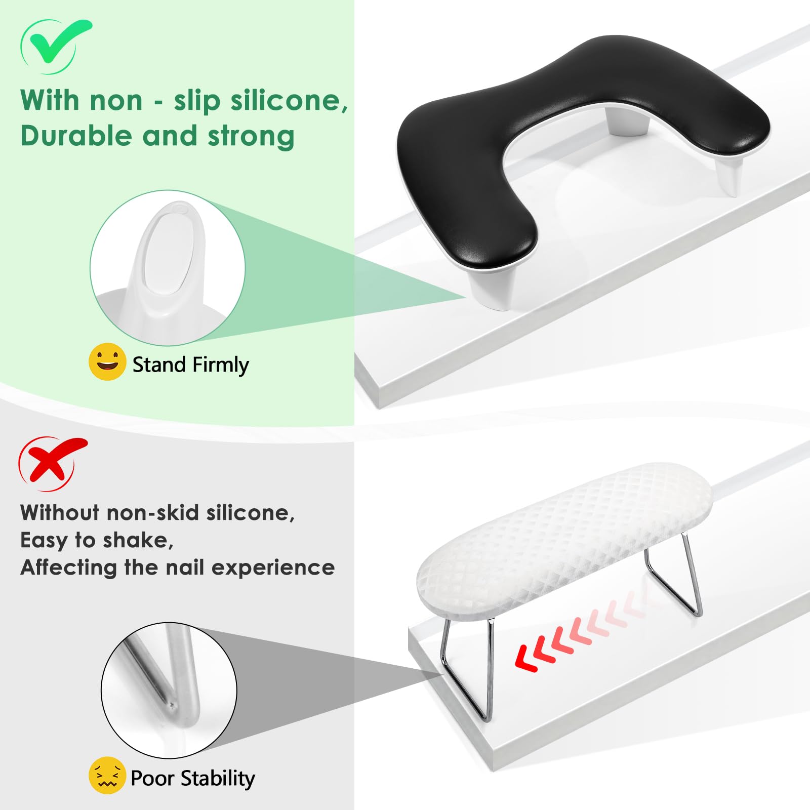 Lionvison Arm Rest For Nails Tech U Shaped - Comfortable Manicure Nail Hand Rest Pillow Cushion, Pu Leather Nail Armrest Stand F