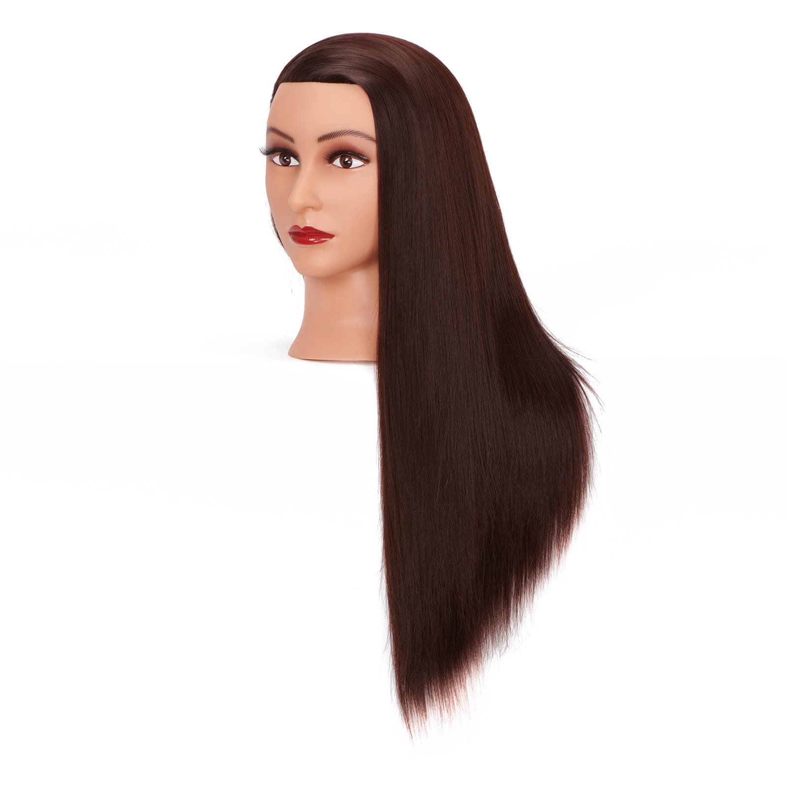 Mannequin Head 26''-28'' Synthetic Fiber Training Head Braiding Head Hair Styling Manikin Cosmetology Doll Head Hairdresser Trai