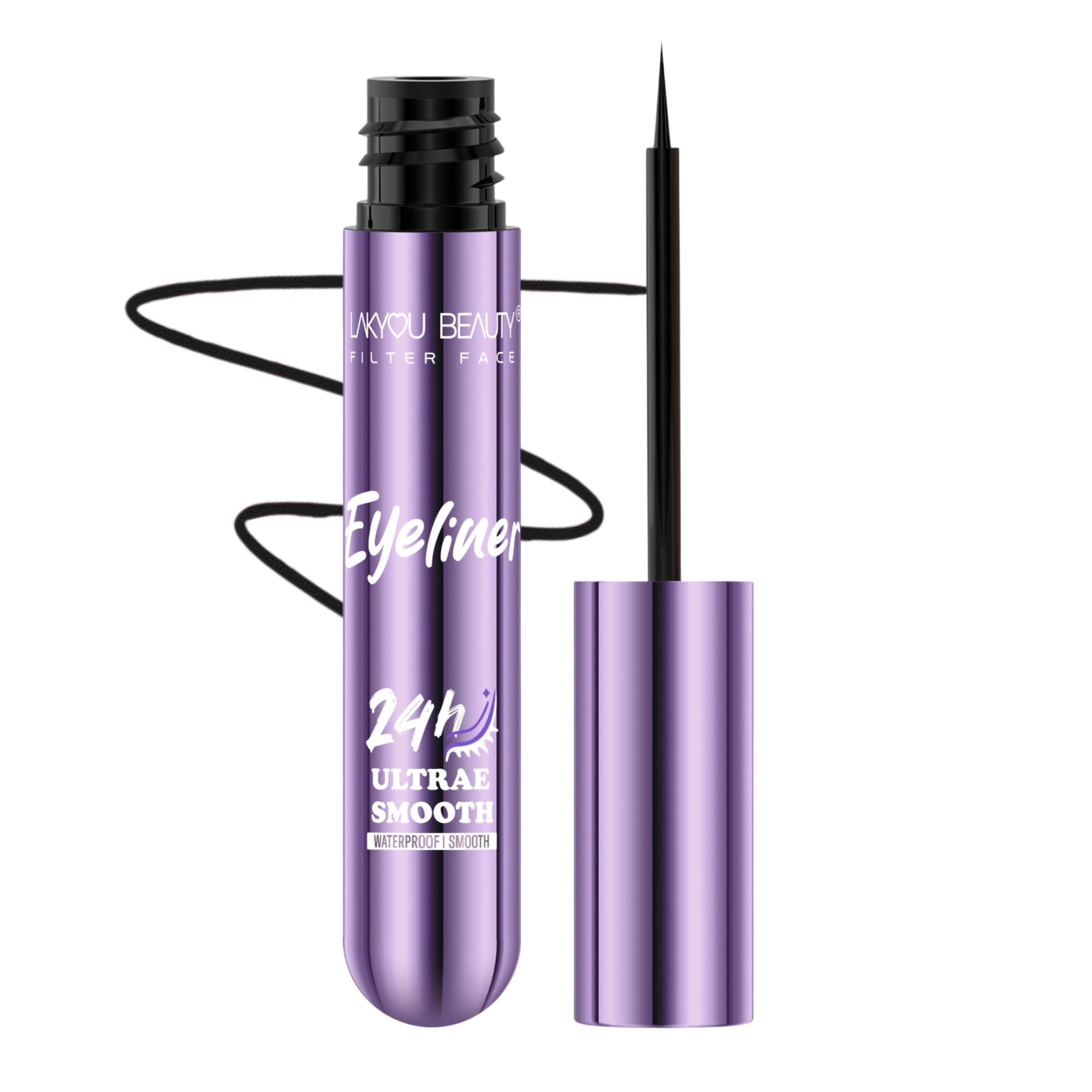 Lakyou Beauty 24H Ultra Fine Waterproof Liquid Eyeliner | Fine Tip Precision Eye Liner Pen, Smudge Proof, Quick Dry, Long Lastin