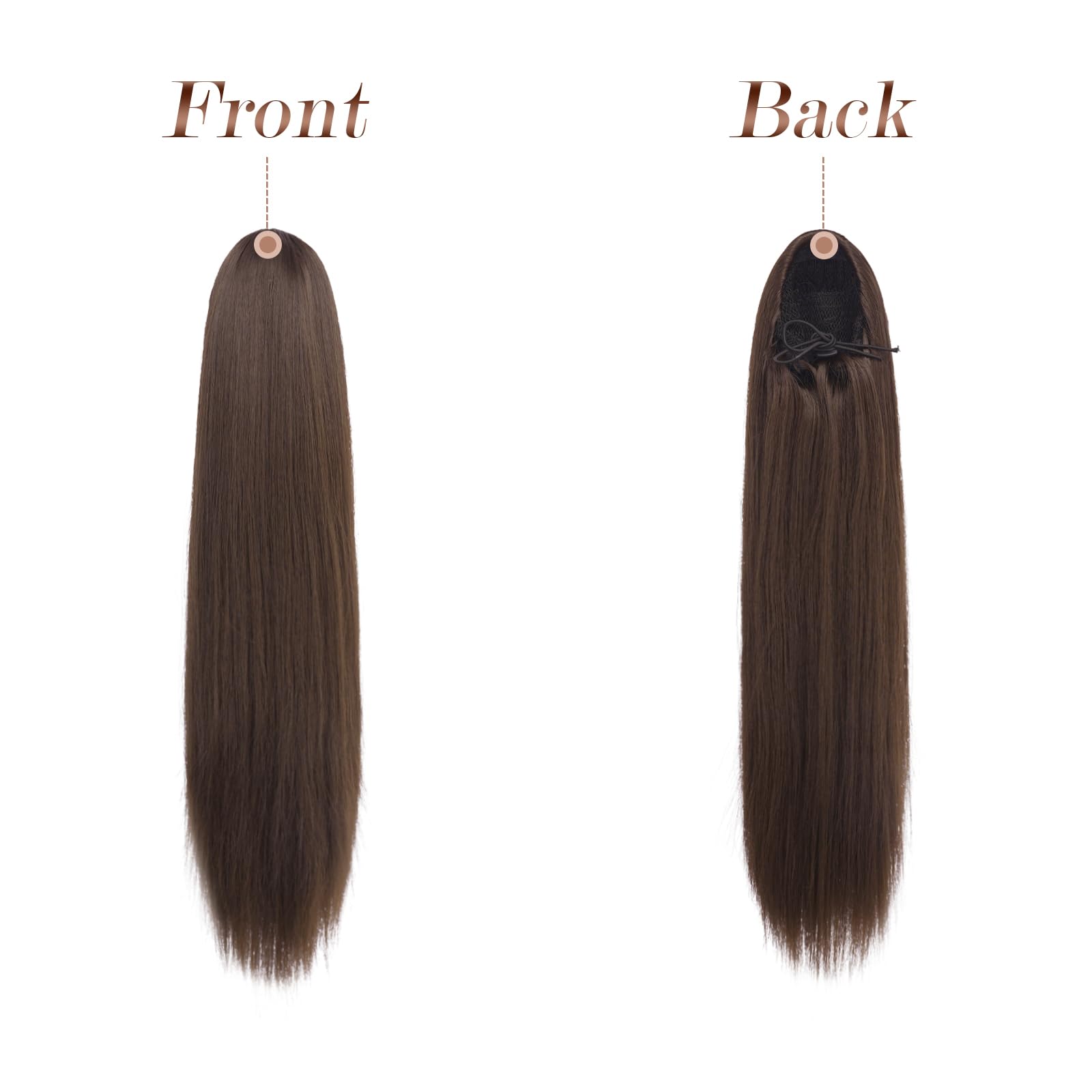Feshfen Drawstring Ponytail Extensions Natural Long Straight Clip In Synthetic Hair Pieces Drawstring Ponytails Hairpieces For W