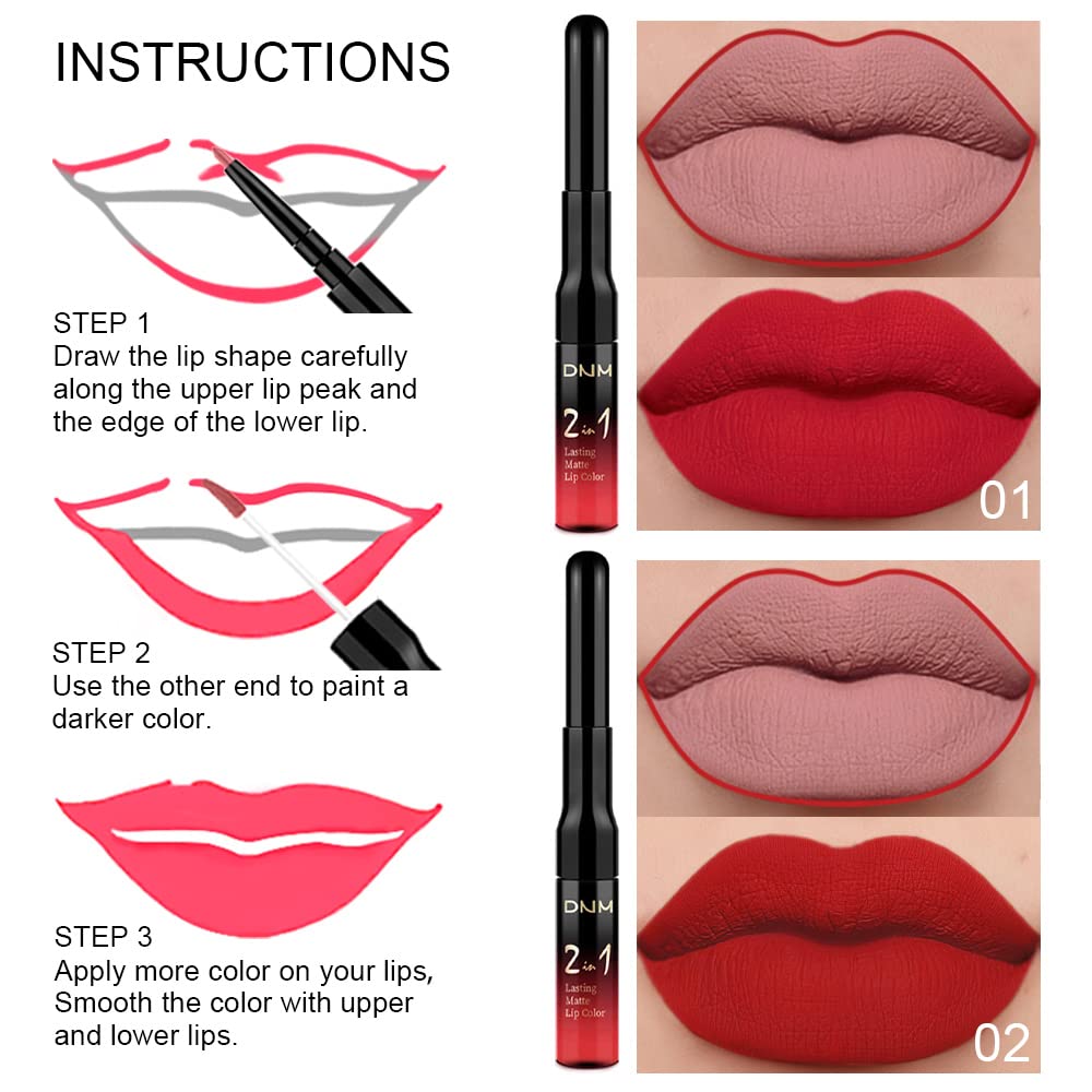 Evpct 6Pcs Dark Red Mauve Purple Plum Matte Lip Stain Lip Liner And Lipstick Set Long Lasting Waterproof Labiales Matte Mate Lar
