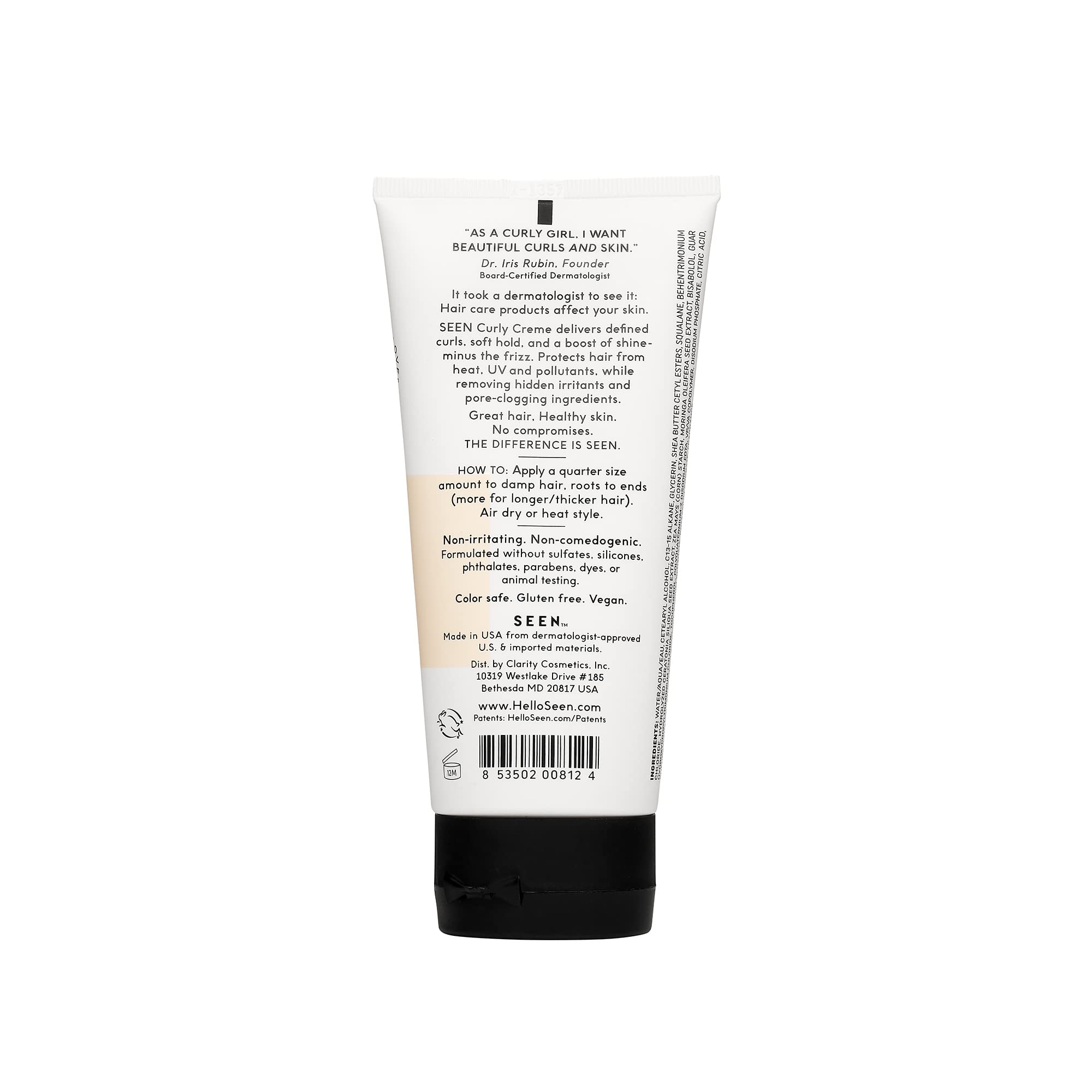 SEEN Curly Creme - Scented - Non-Comedogenic & Sulfate-Free Curl Defining Styling Hair Cream- Reduces Frizz- Heat Protectant- Sa