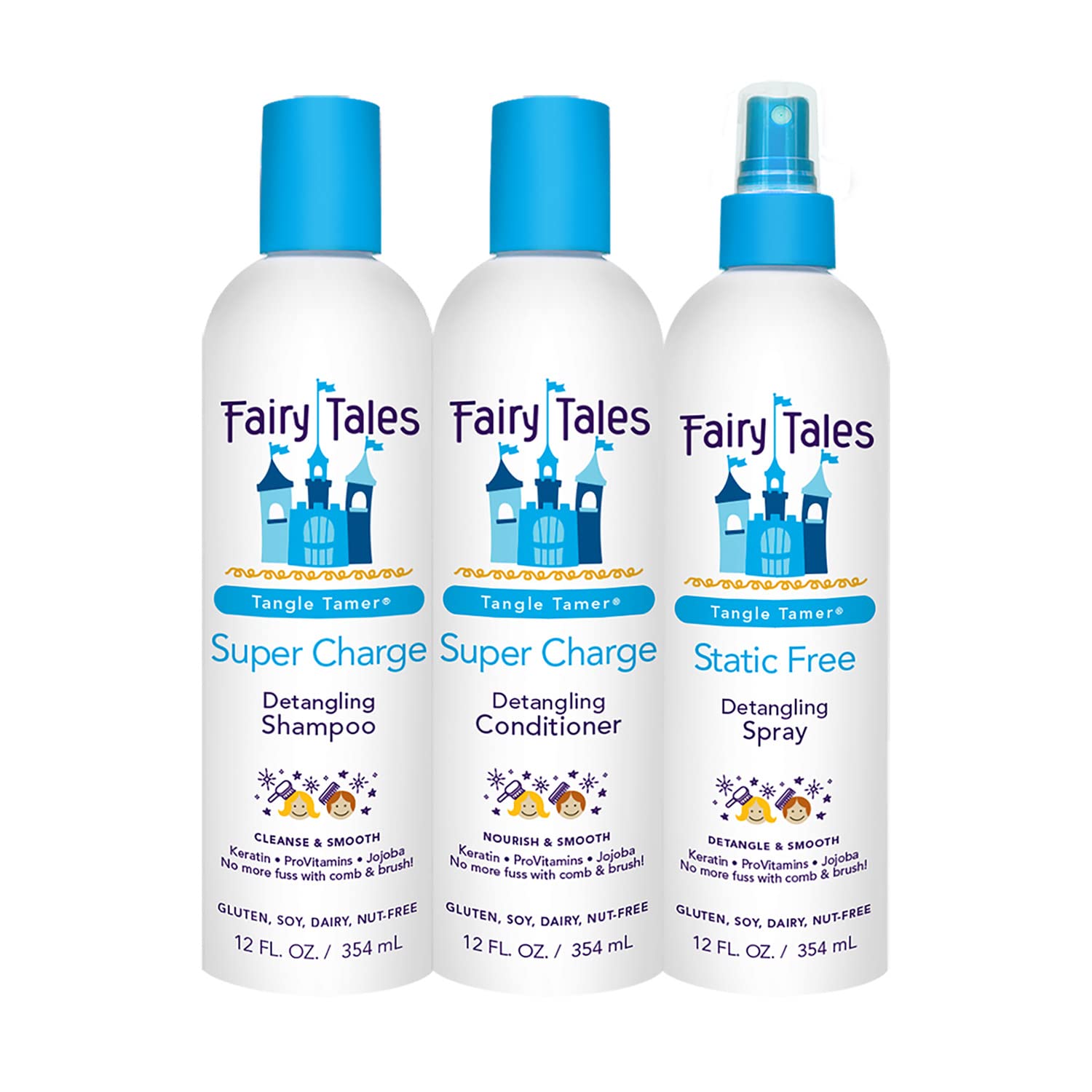 Fairy Tales Tangle Tamer Detangling Shampoo and Conditioner for Kids plus Detangling Spray - Ultra Moisturizing and Anti Frizz P