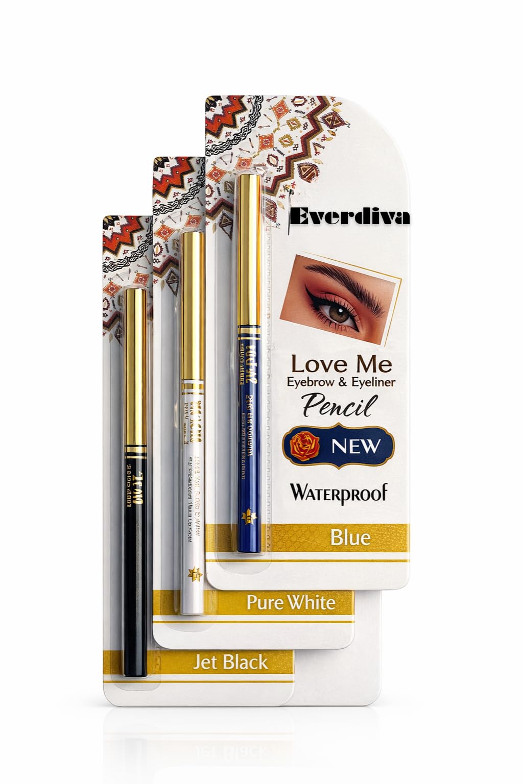 Blue, White & Black Eyeliner Pencil Set | Waterproof Color Kajal & Eyeliner Trio | Long Lasting Smooth Glide Eye Liner For Women