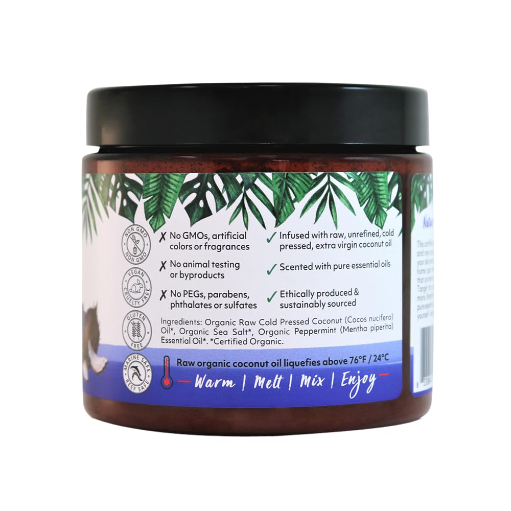 Organic Fiji Whole Body Scrub - Infused with Coconut Oil, Exfoliating Sea salt Scrub for Smooth and Soft Skin, Exfoliates & Rest