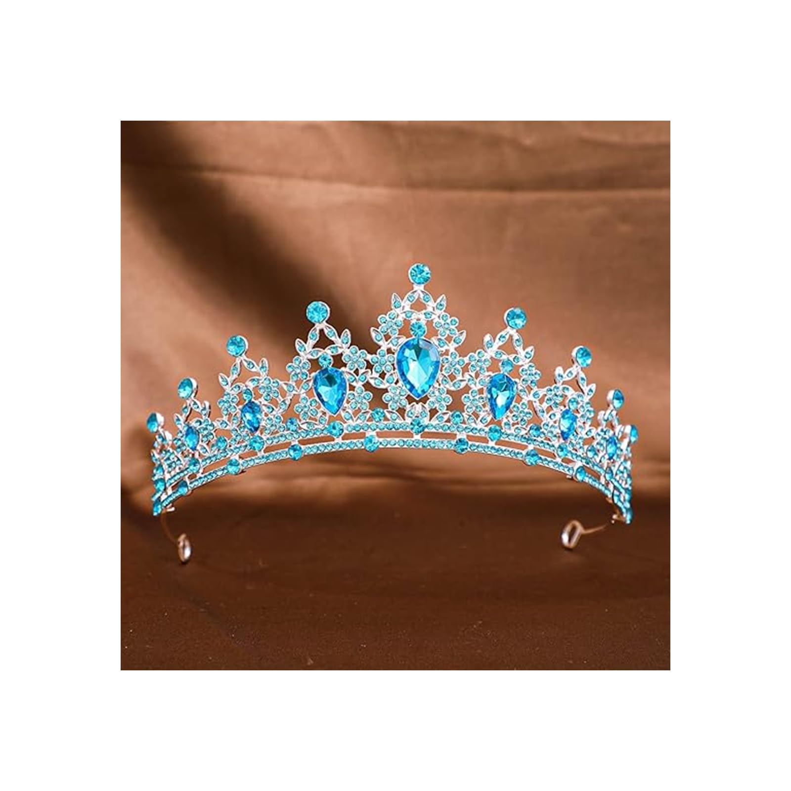 CIEHER Blue Crown Princess Tiara for Women Girls Blue Birthday Decorations Gifts