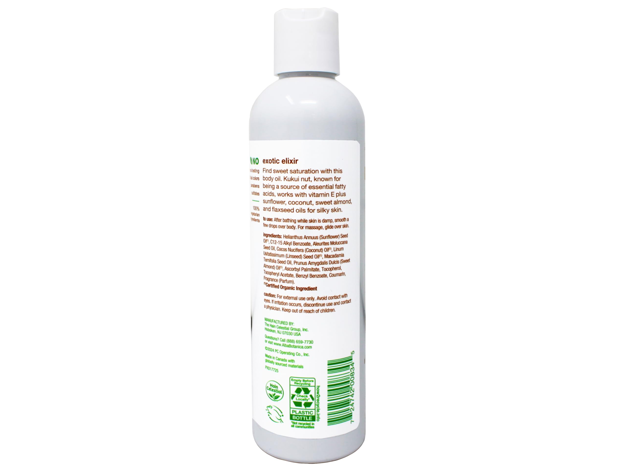 Alba Botanica Intense Hydration Body Oil, with Kukui Nut and Vitamin E, 8.5 FL OZ