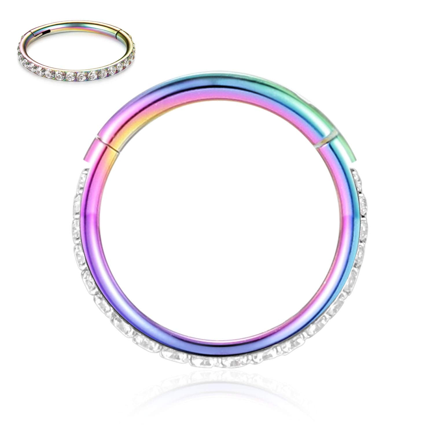 FUNLMO 18G Septum Jewelry 10mm Nose Ring Hoop Nosril Piercing Hoop Stainless Steel Cartilage Earrings CZ Daith Tragus Helix Earr