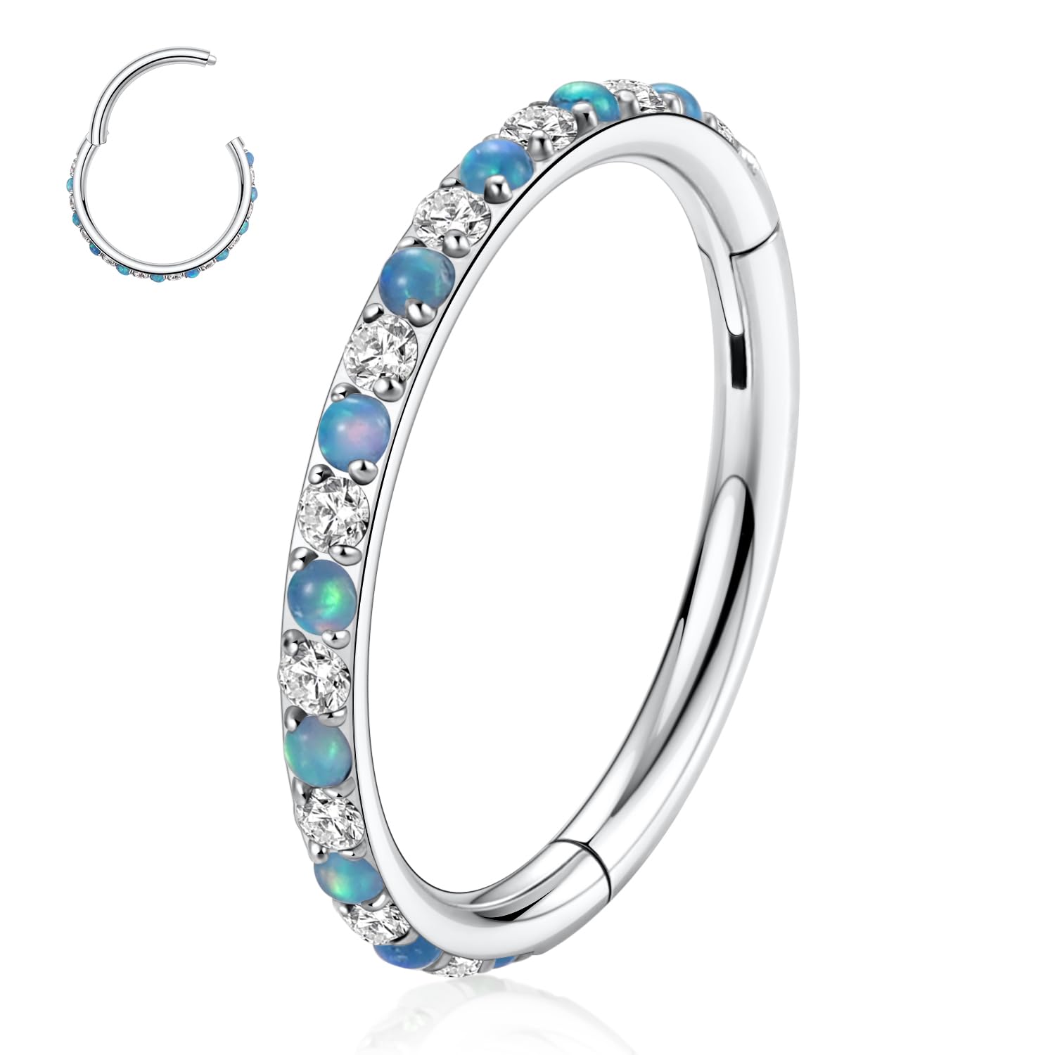 FUNLMO 16G Septum Ring Nose Ring Hoop Cartilage Conch Daith Tragus Helix Piercing Jewelry 8mm Silver