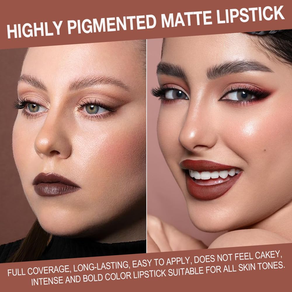 BINGBRUSH 2-in-1 Gradient Lip Liner & Lipstick Combo,2Pcs Matte Longwear Waterproof Lip Pencil with Cone Tip,Smudge Proof Crayon