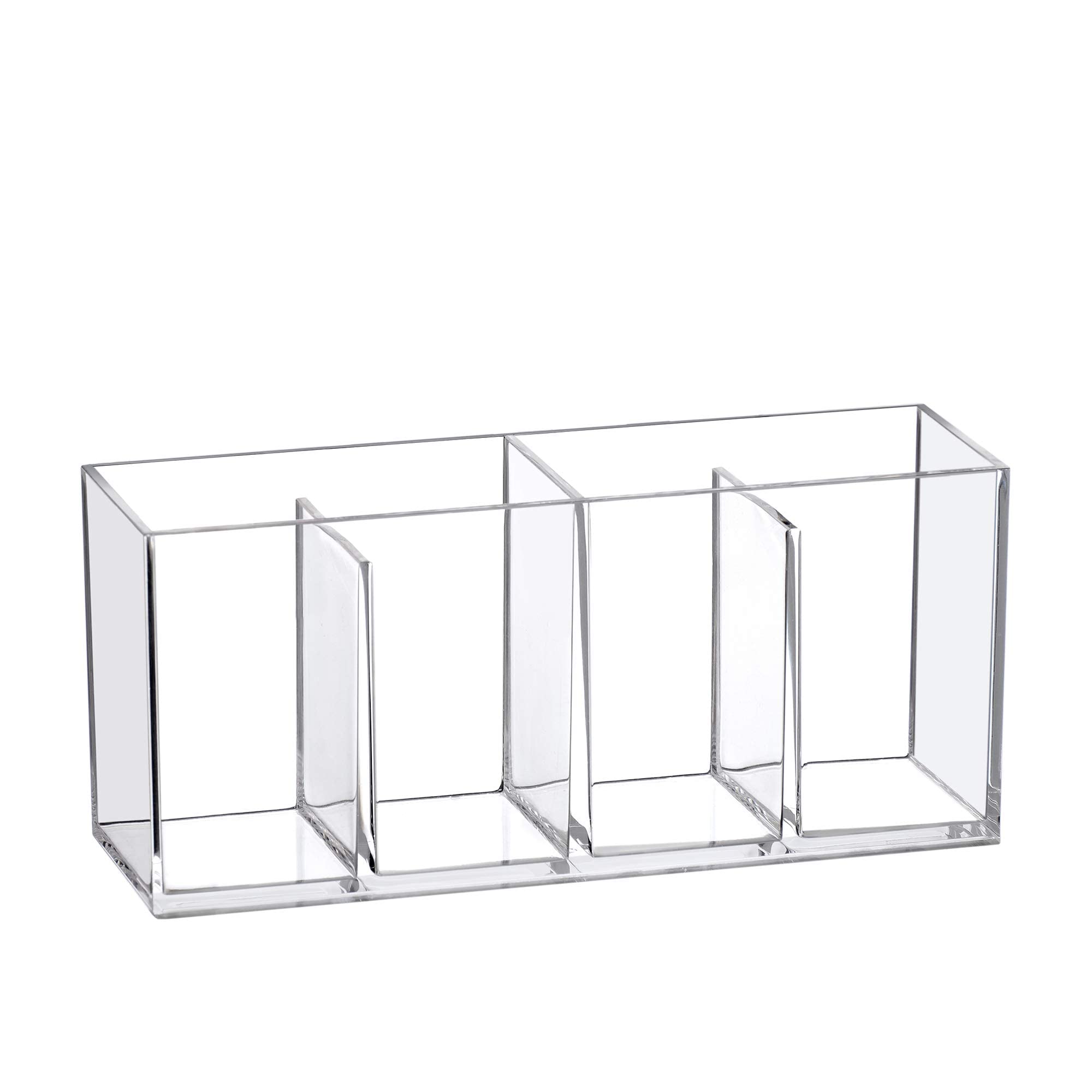 Amazing Abby - Glamour - Acrylic 4-Compartment Makeup Organizer, Transparent Plastic Makeup Brush Holder, Perfect Bathroom Vanit