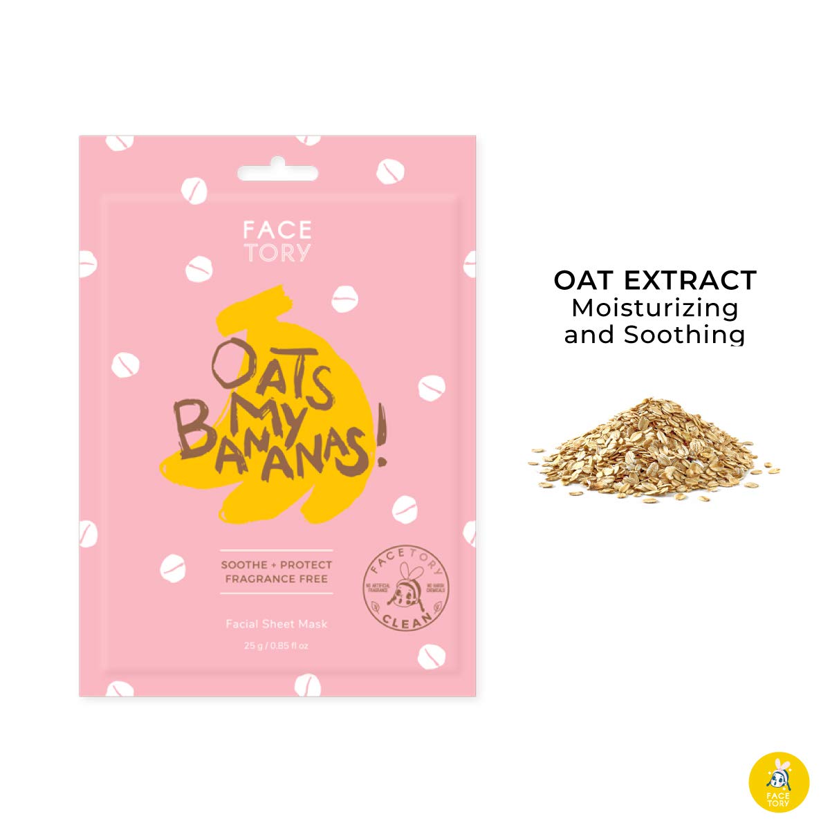 FAcETORY Oats My Bananas Soothing Sheet Mask with Oats Extract (Pack of 5) - Soft, Banana Fiber Mask Material, For All Skin Type