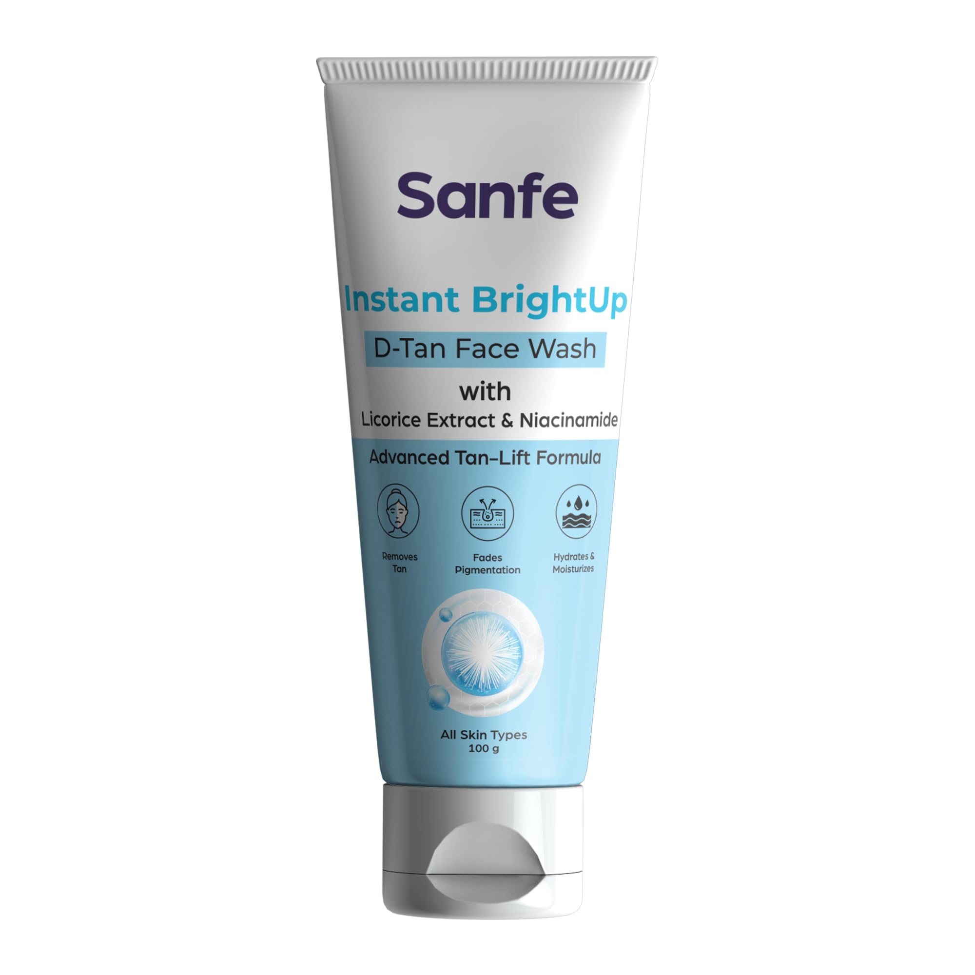 Sanfe Instant Brightup D-Tan Face Wash With Licorice Extract & Niacinamide | 100Ml