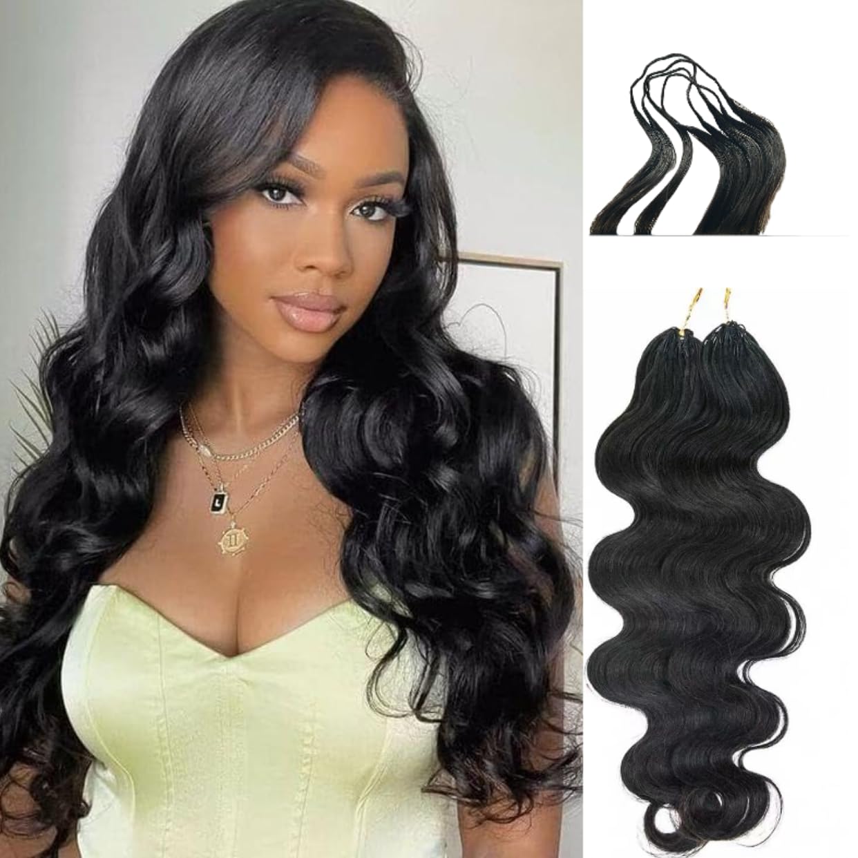 GoGobraids 100% Human Hair Body Wave Knotless Pre-Separated Crochet Hair feather crochet human hair extensions for Women Natural