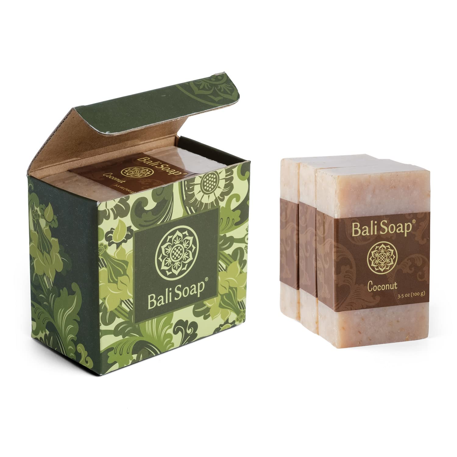 Bali Soap - Coconut Natural Soap - Bar Soap For Men & Women - Bath, Body And Face Soap - Vegan, Handmade, Exfoliating Soap - 3 P