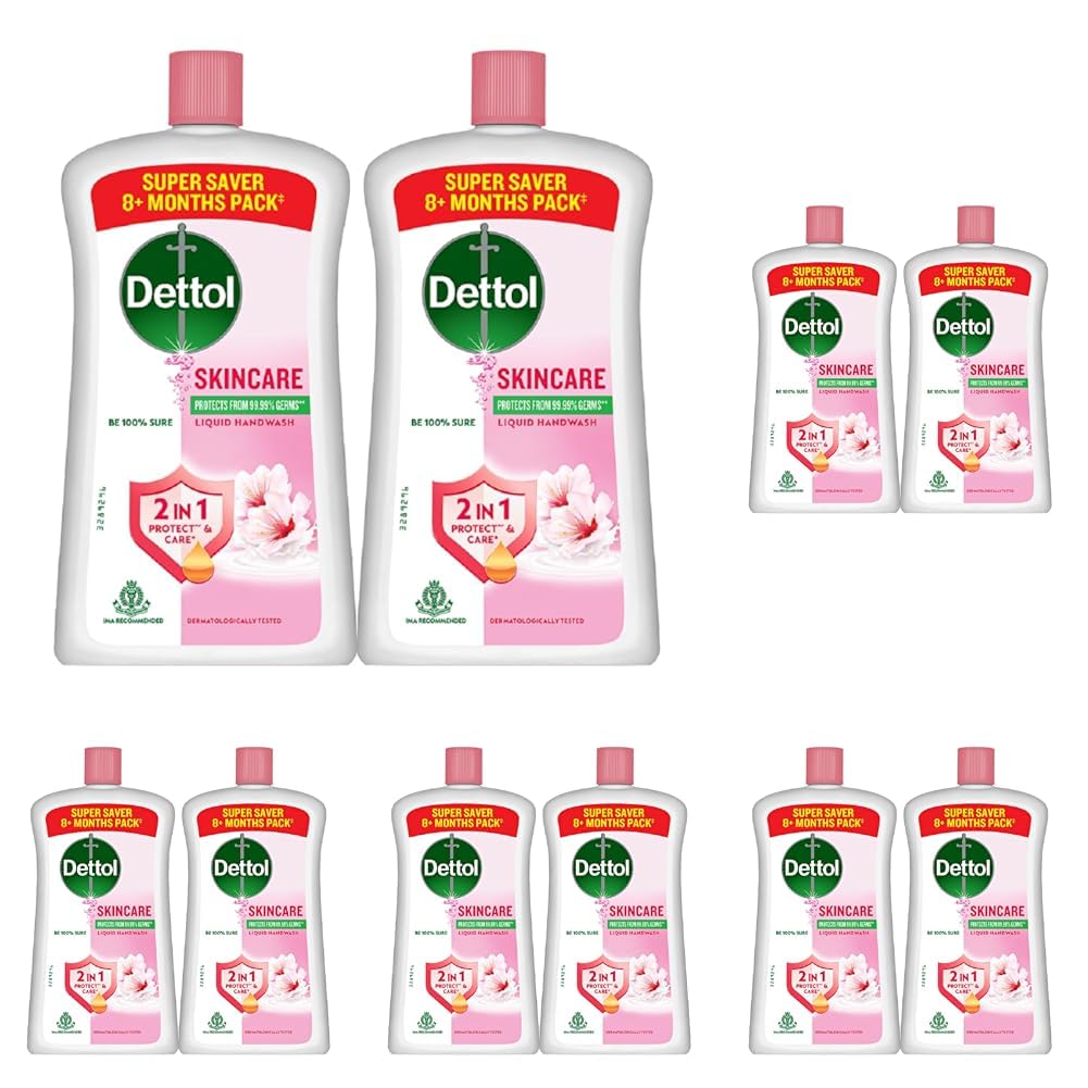 Dettol Liquid Handwash Bottle - Skincare Hand Wash- 875Ml (Pack Of 10) | Ph Balanced | 10X Better Germ Protection