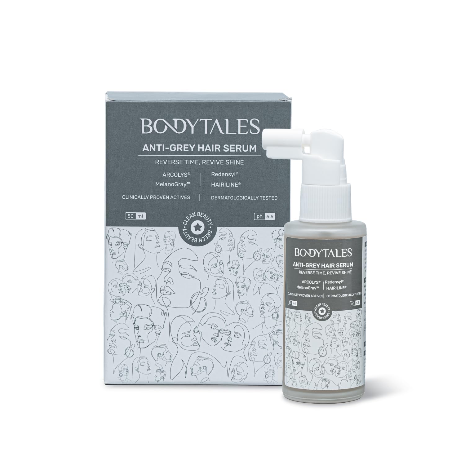 Bodytales AntiGrey Hair Serum | Arcolys | Melanogray | Redensyl | Hairline | Reduce PreMature Hair Greying | Prevents Further 