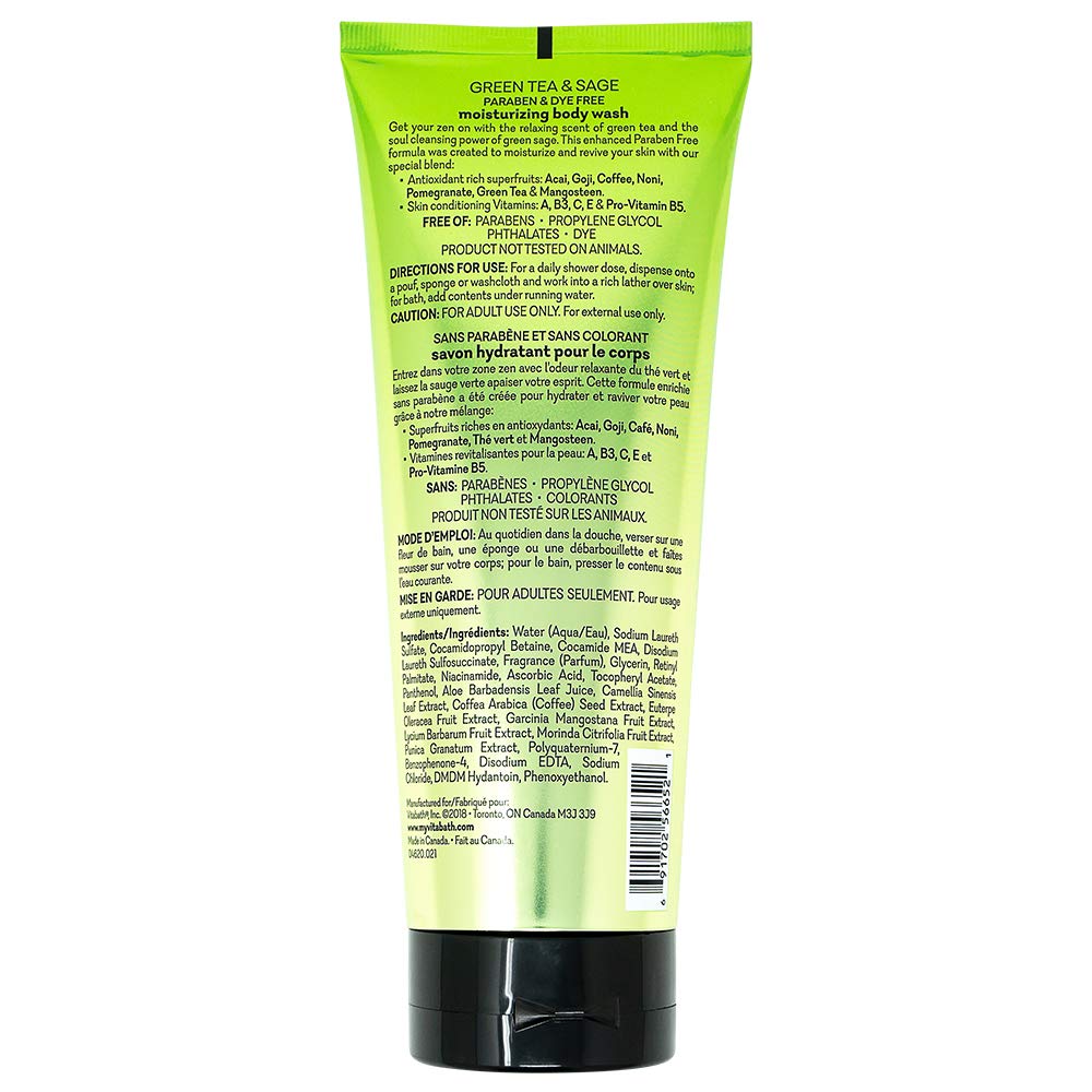 Vitabath Body Wash, Green Tea & Sage, 10 Fluid Ounce