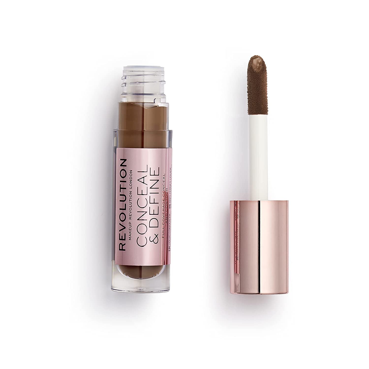 Makeup Revolution Conceal And Define Concealer, Full Coverage & Matte Finish, C18 For Dark/Deep Skin Tones, Vegan & Cruelty-Free