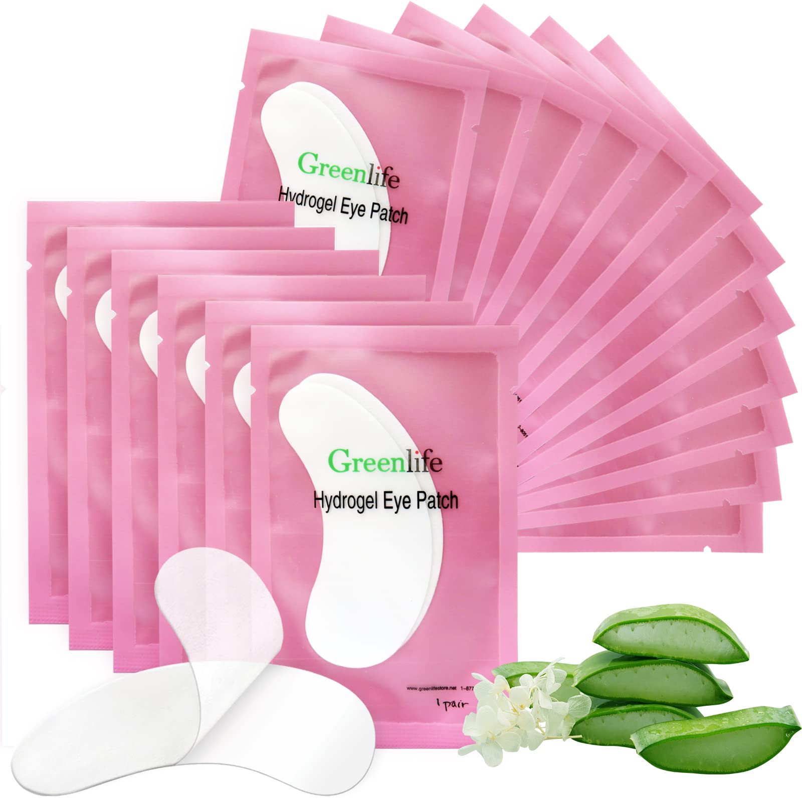 greenLife 100% Naturel Eyelash Extension Under Eye gel Pads patches kit collagen with Aloe Vera Hydrogel Eye Patches set for Eye