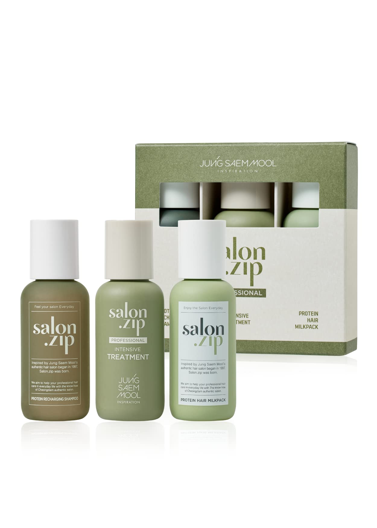 [JUNGSAEMMOOL OFFICIAL] Salon.ZIP Home Clinic Mini Trial Kit 3ea (Recharging Shampoo 50g+Hair Milk Pack 50ml+Intensive Treatment
