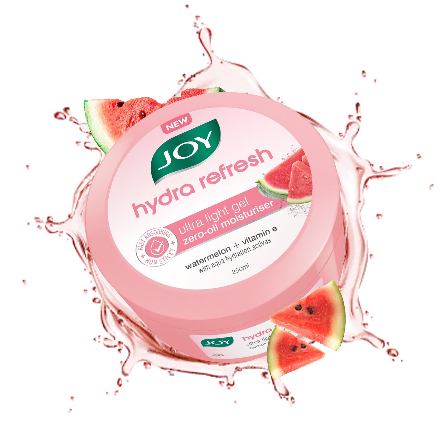 Joy Hydra Refresh Ultra-Light Oil-Free Gel Moisturizer With Watermelon & Vitamin E For Face & Body (250Ml) | Quick-Absorbing, No