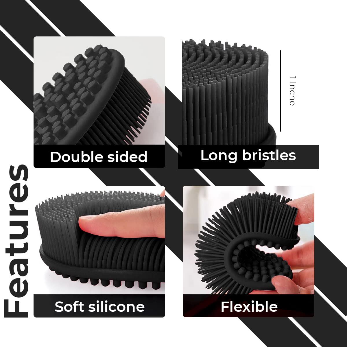 Silicone Body Scrubbers For Use In Shower - Body Scrubber For Men - Silicone Shower Scrubber For Body - Silicone Scrubber Body E