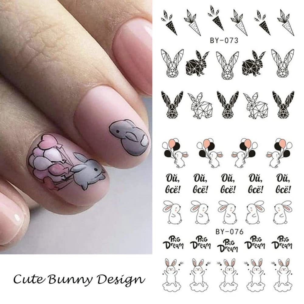 Easter Nail Art Stickers Bunny Water Transfer Nail Decals Nail Art Supplies Holiday Nail Decorations Cartoon Bunny Rabbit Nail S