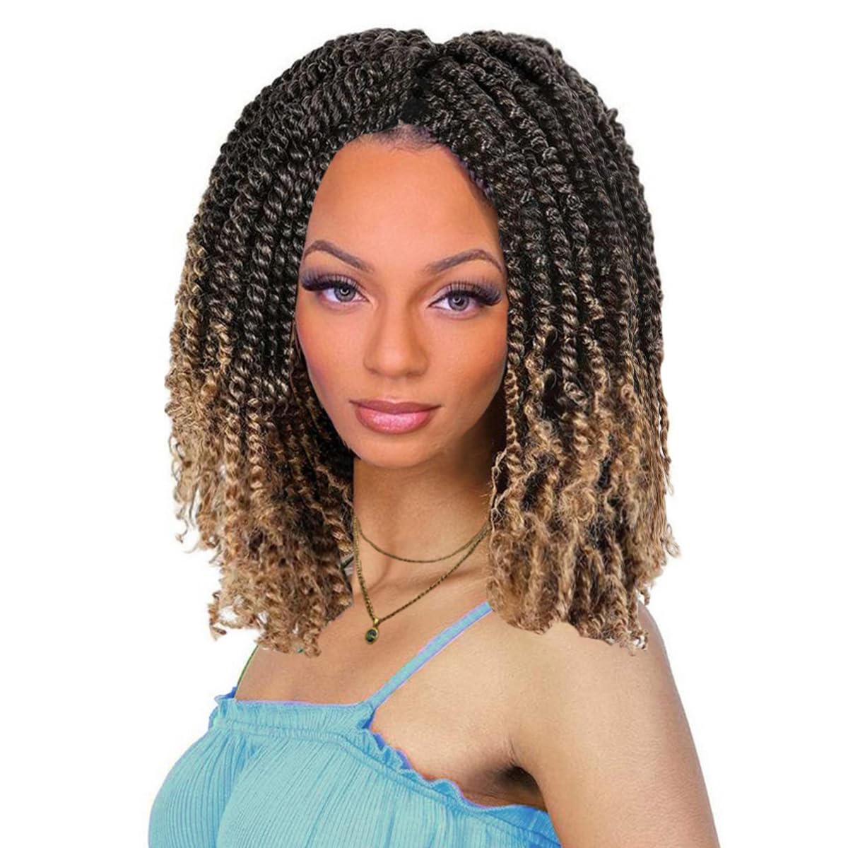 COOKOO 12 Inch Ombre Blonde Micro Twist Crochet Hair 9 Packs Pre-twisted Mini Passion Twist Crochet Hair Pre-looped Senegalese T