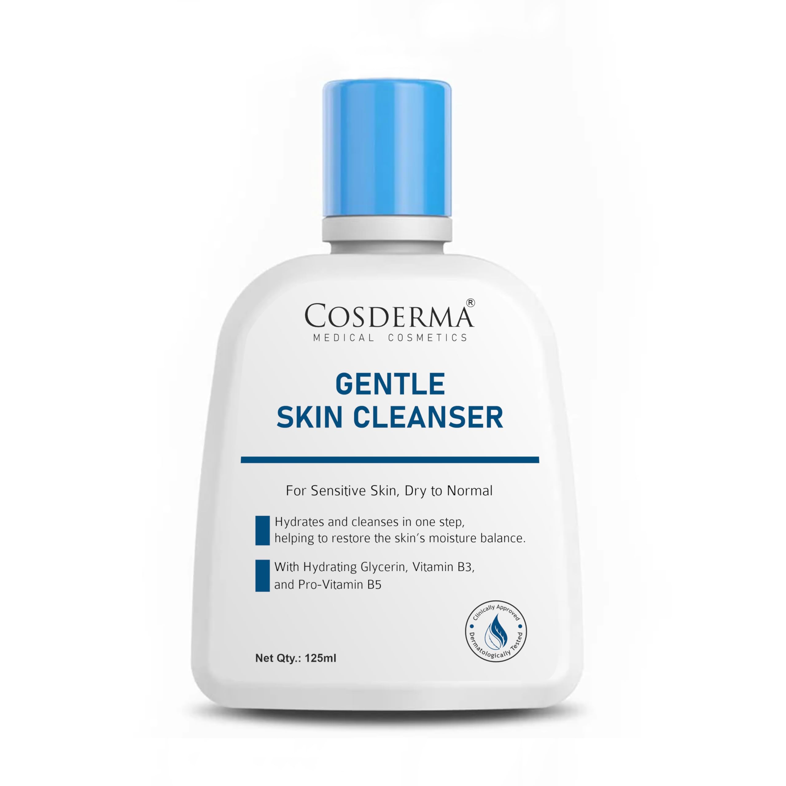 Gentle Skin Cleanser For Sensitive & Dry To Normal Skin With Niacinamide & Panthenol, Hydrating Creamy Cleanser, 125Ml