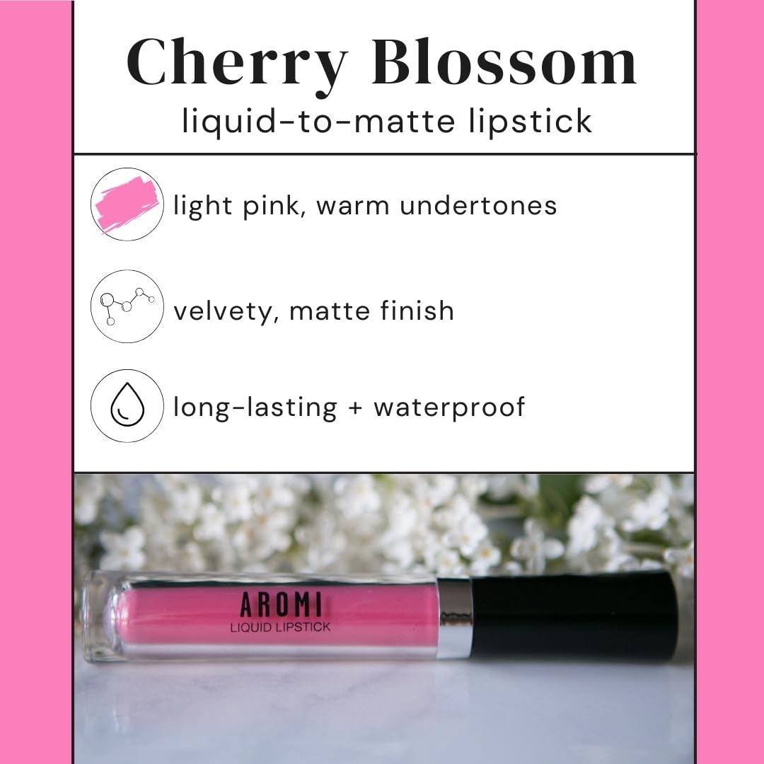 Aromi Matte Liquid Lipstick | Long-Lasting, Smear And Smudge Proof, Waterproof, Paraben, Phthalate, & Gluten Free, Light Pink Wi
