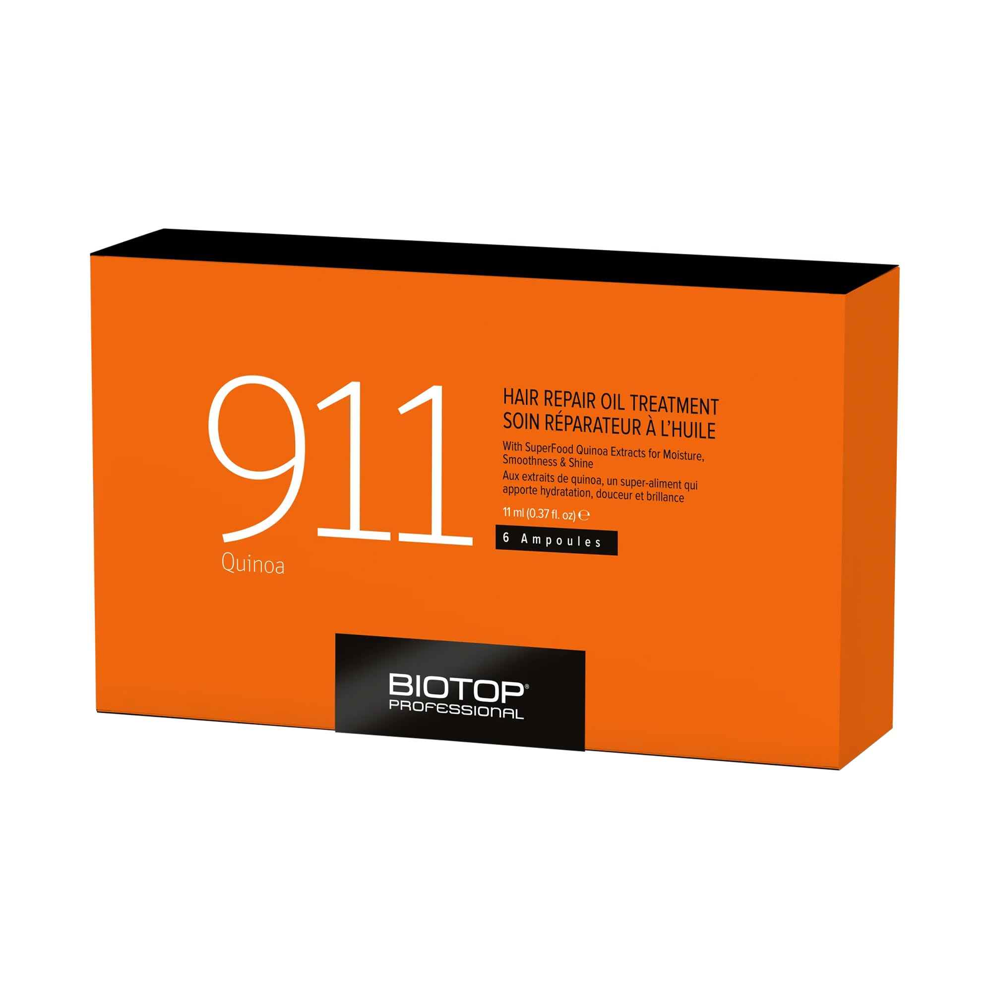 Biotop Professional 911 Quinoa Hair Repair Oil - Heat Protectant + Deep Conditioning Hair Treatment - Hair Care Ampoules for Dam