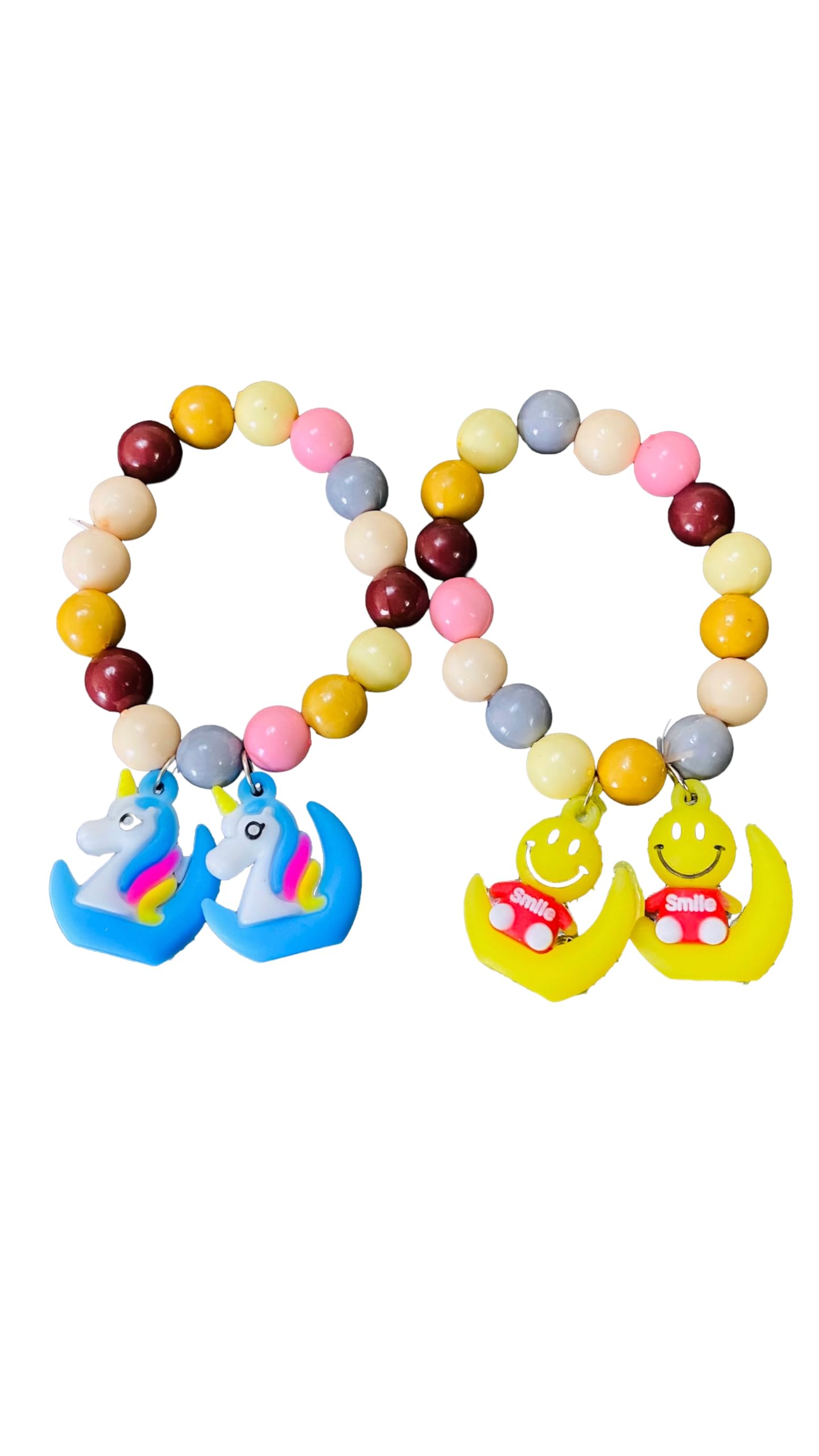 Igshaa Set Of 2 Beads Bracelets For Kids Pendant Beaded Bracelet For Girls Teen Cartoon Charm Kids Bracelets Matte Candy Color F