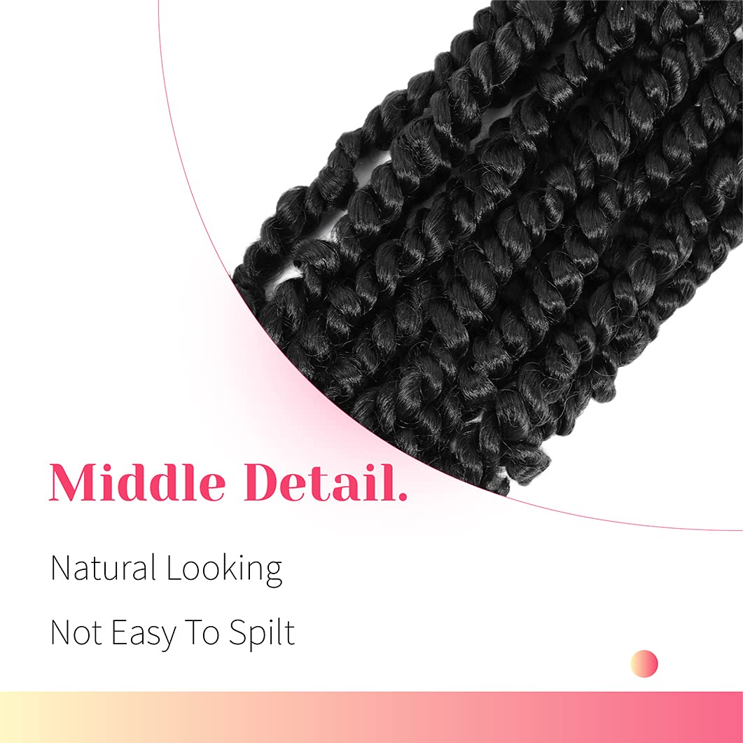 The Bohobabe Crochet Hair 30 Inch Long Pre-Looped/Twisted Passion Twist Braiding Hair 8 Packs Soft Bohemian Twists (1B)